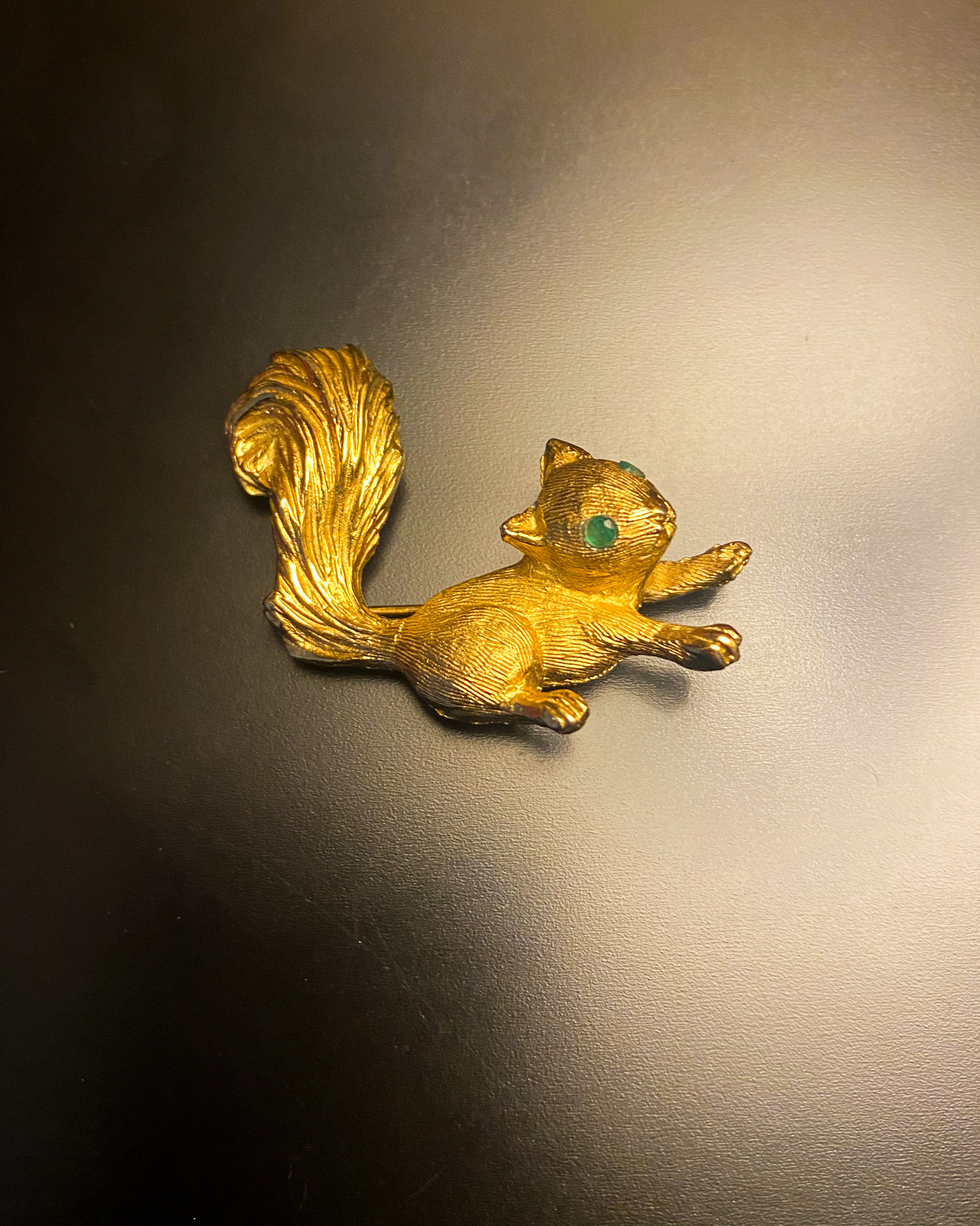 1980s Napier Gold Plated Tiny Squirrel Brooch