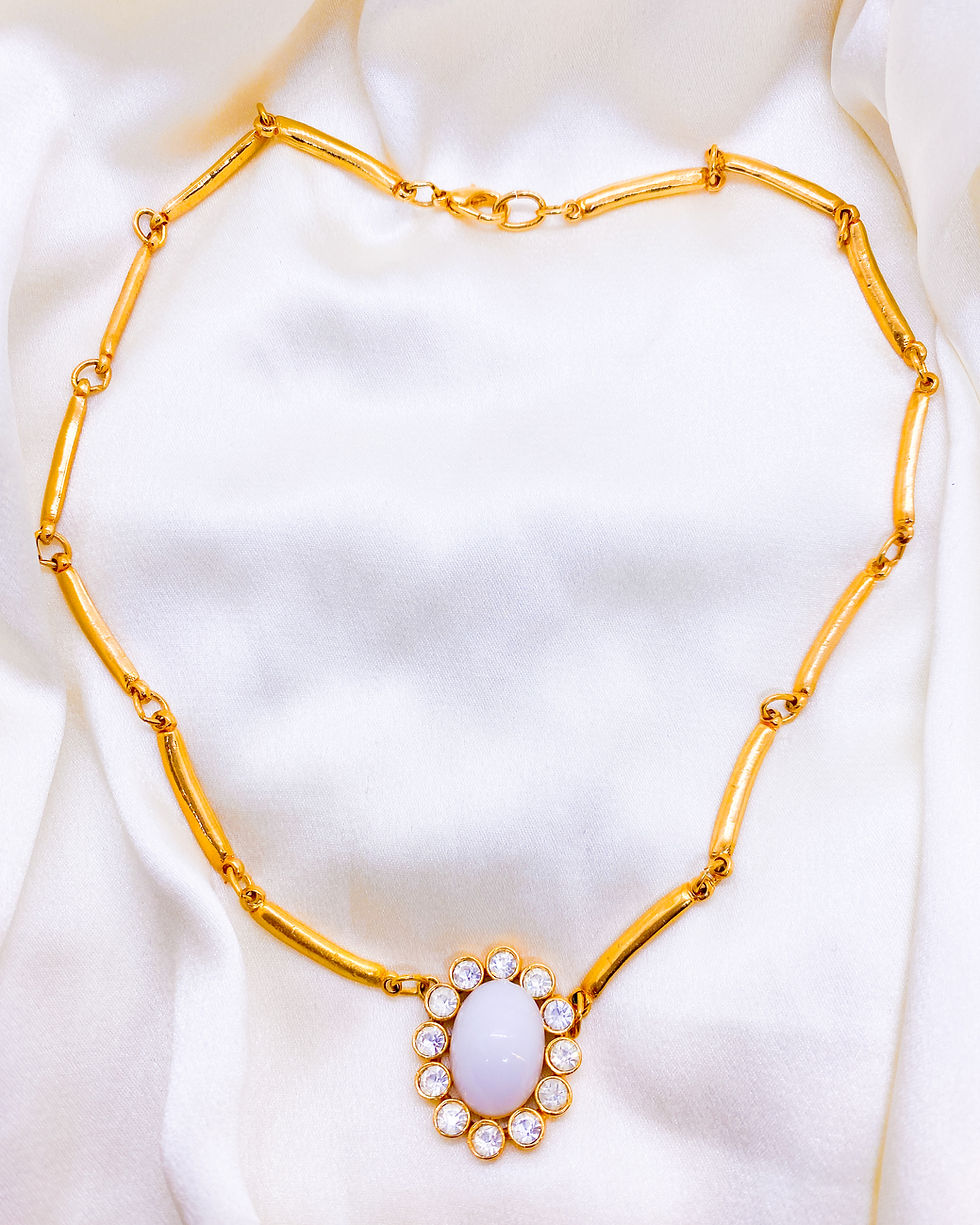 Thumbnail: 1980s Frank Usher Moonstone & Crystal Necklace