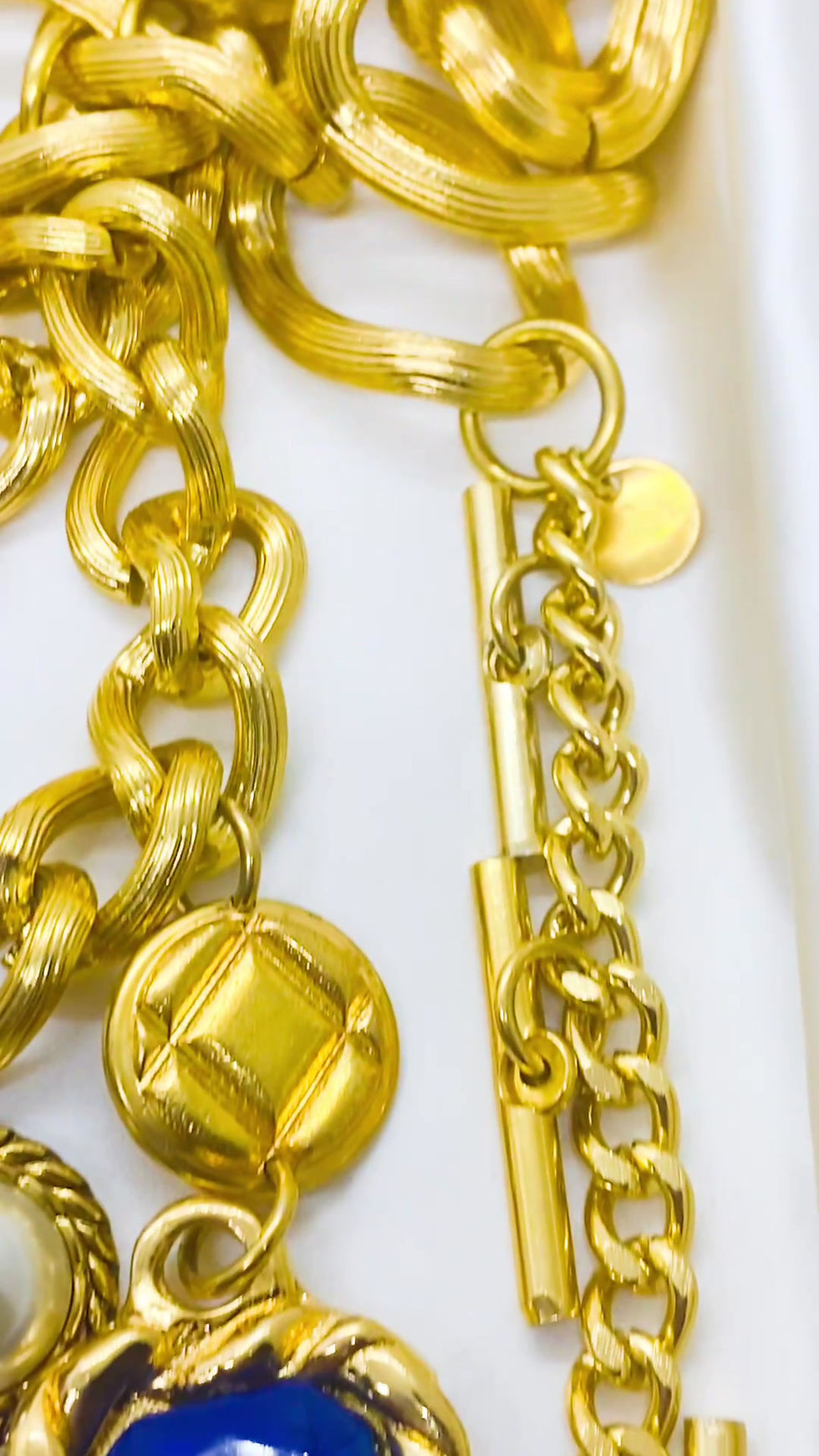 Thumbnail: Vintage Italian Charm Statement Belt/Necklace (Chrome Blue Crystals)
