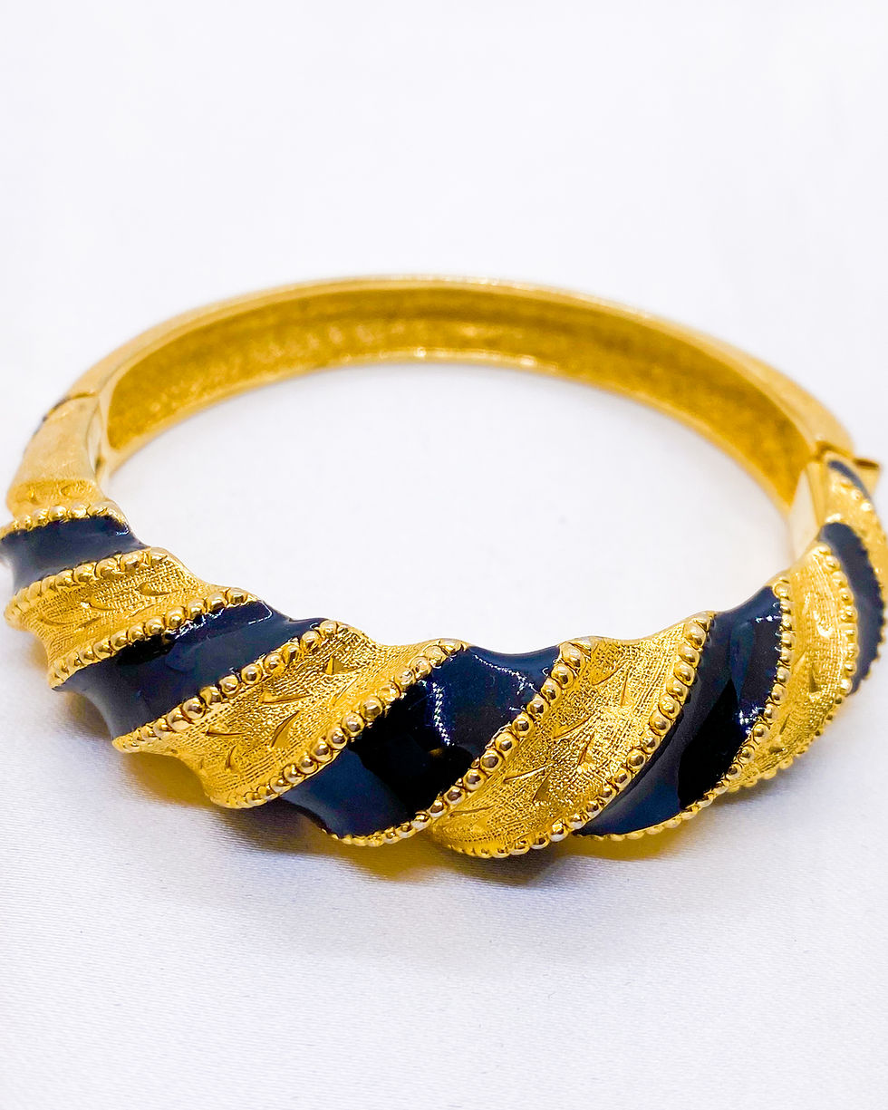 Thumbnail: 1980s Vintage Black & Gold Spiral Bangle – Solid Collector’s Statement