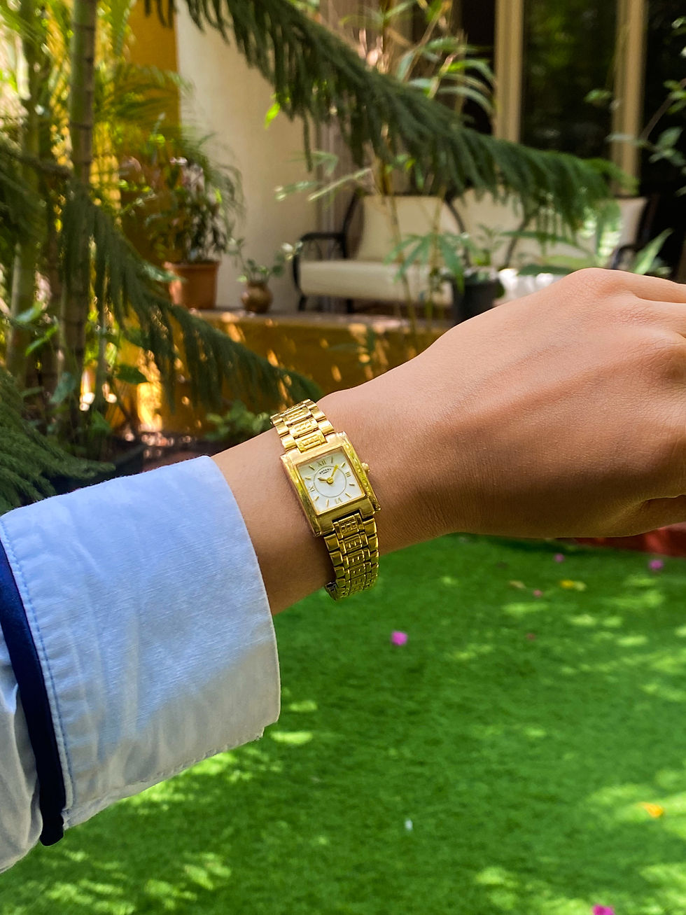 Thumbnail: 1990s Vintage Rotary Gold-Tone Watch – Roman Dial Rectangle