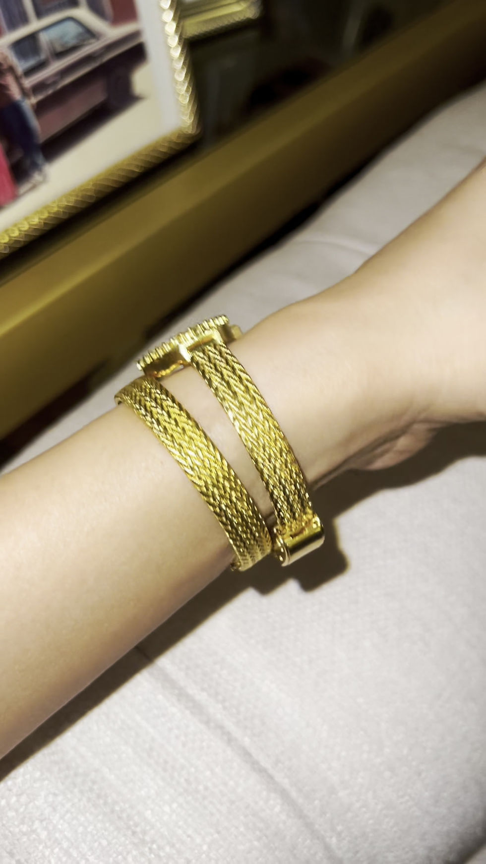 Thumbnail: 1980s Vintage Stunning Golden Wrist Watch and Bracelet Duo