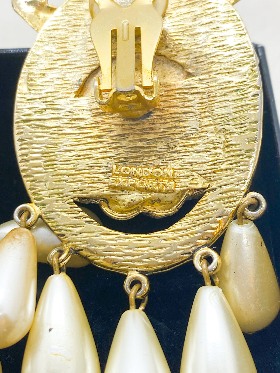 Thumbnail: 1940s London Exports Chunky Pearl and Antique Gold Clip On (BUY IN STORE)