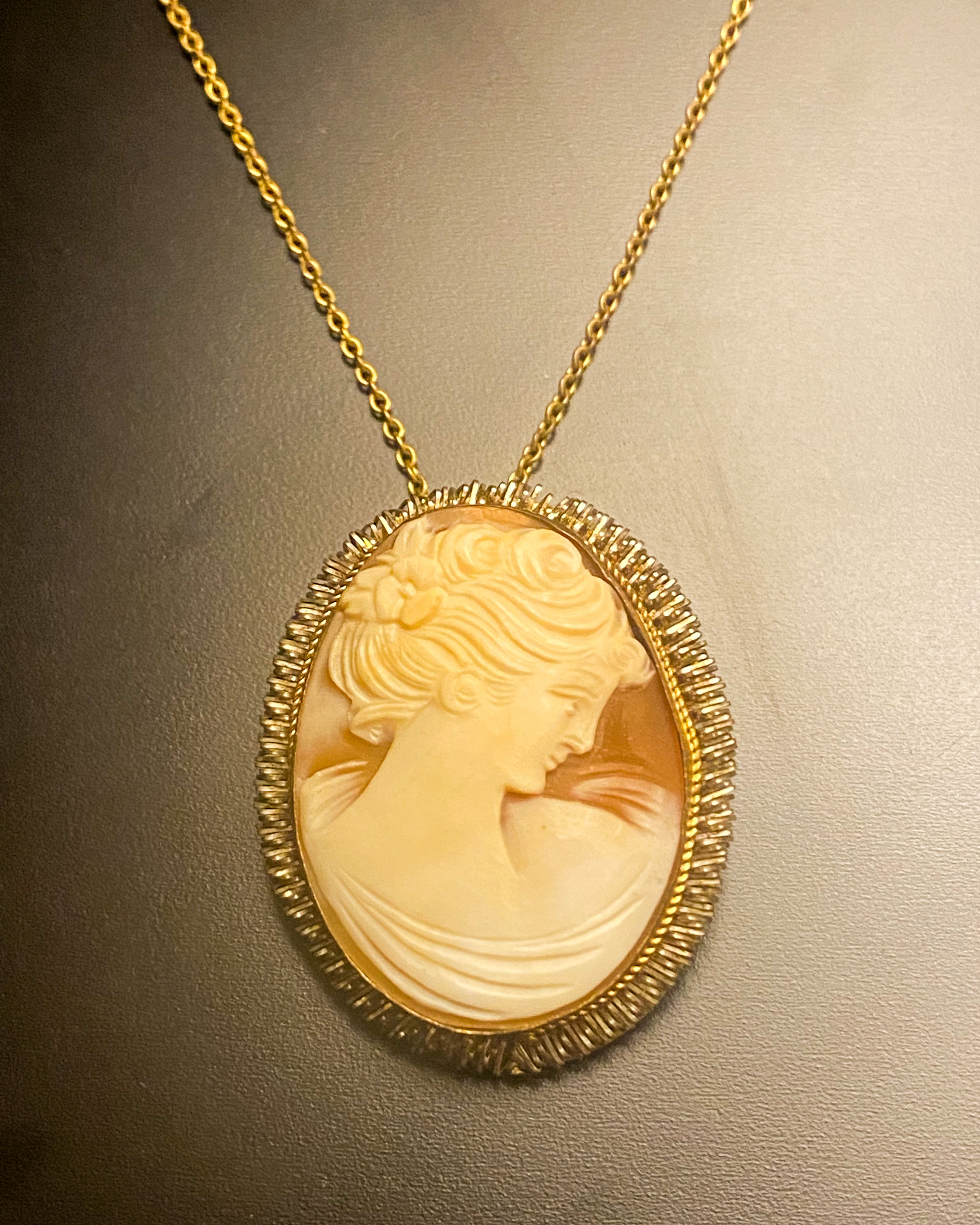 Antique Silver Cameo Pendant Necklace and Brooch