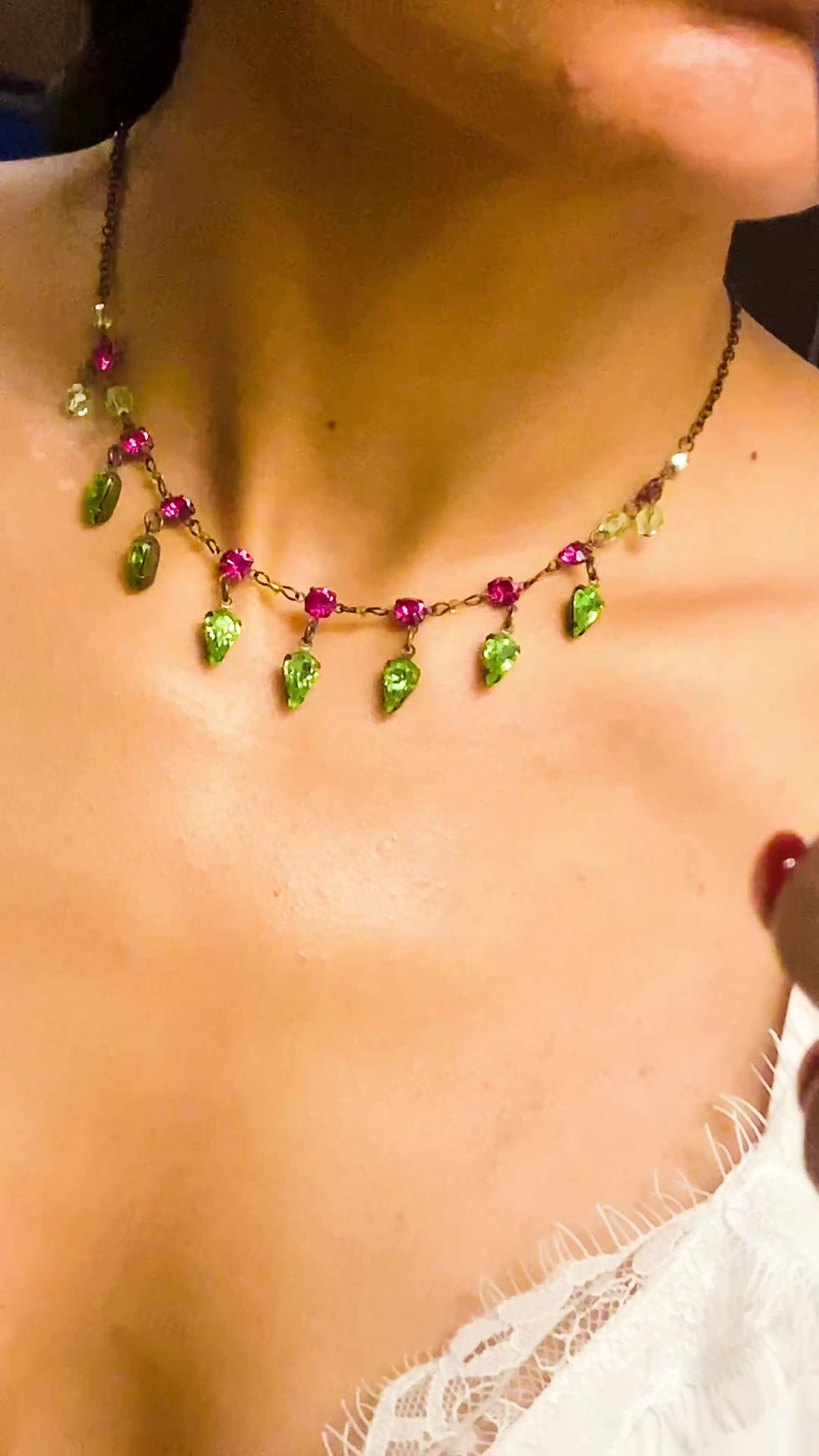 Thumbnail: Vintage 1990s Enka Paris (Signed) Bridgerton Style Crystal Necklace