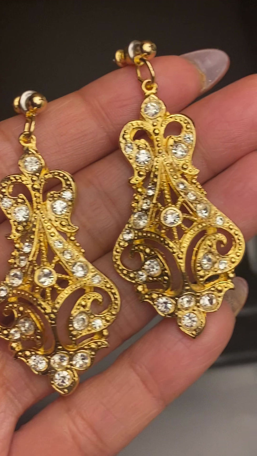Thumbnail: 1980s FRANK USHER Renaissance Revival Baroque Dangling Earrings