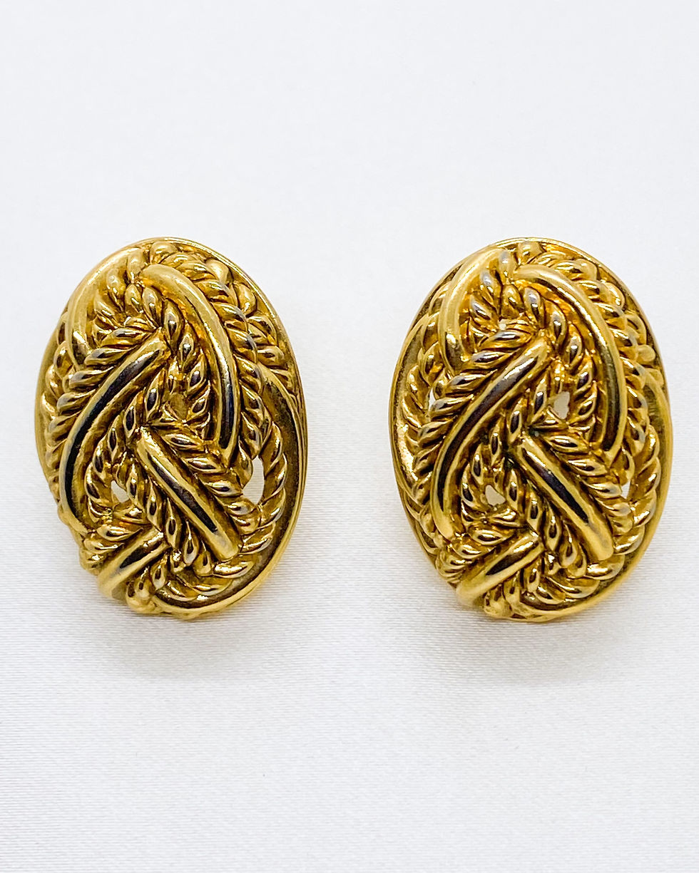 Thumbnail: 1960s MONET (unsigned) Rope Gold Clip On