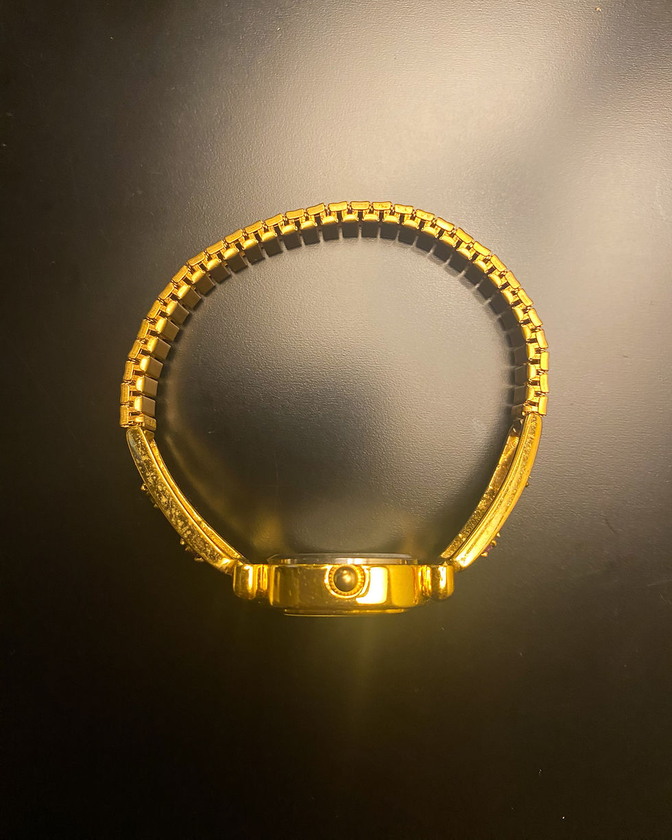 Thumbnail: 1980s Vintage Floral Rhinestones Tennis Bracelet Watch