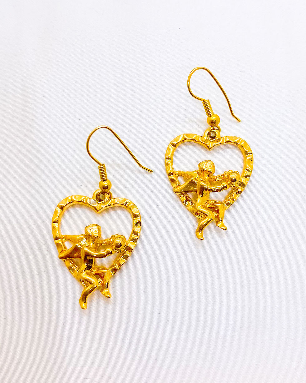 Thumbnail: 1980s Cupid Heart Drop Earrings