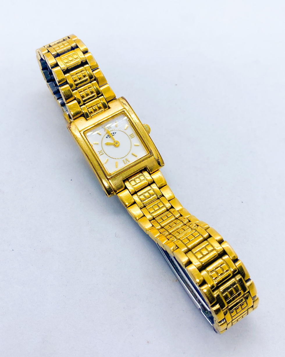 Thumbnail: 1990s Vintage Rotary Gold-Tone Watch – Roman Dial Rectangle