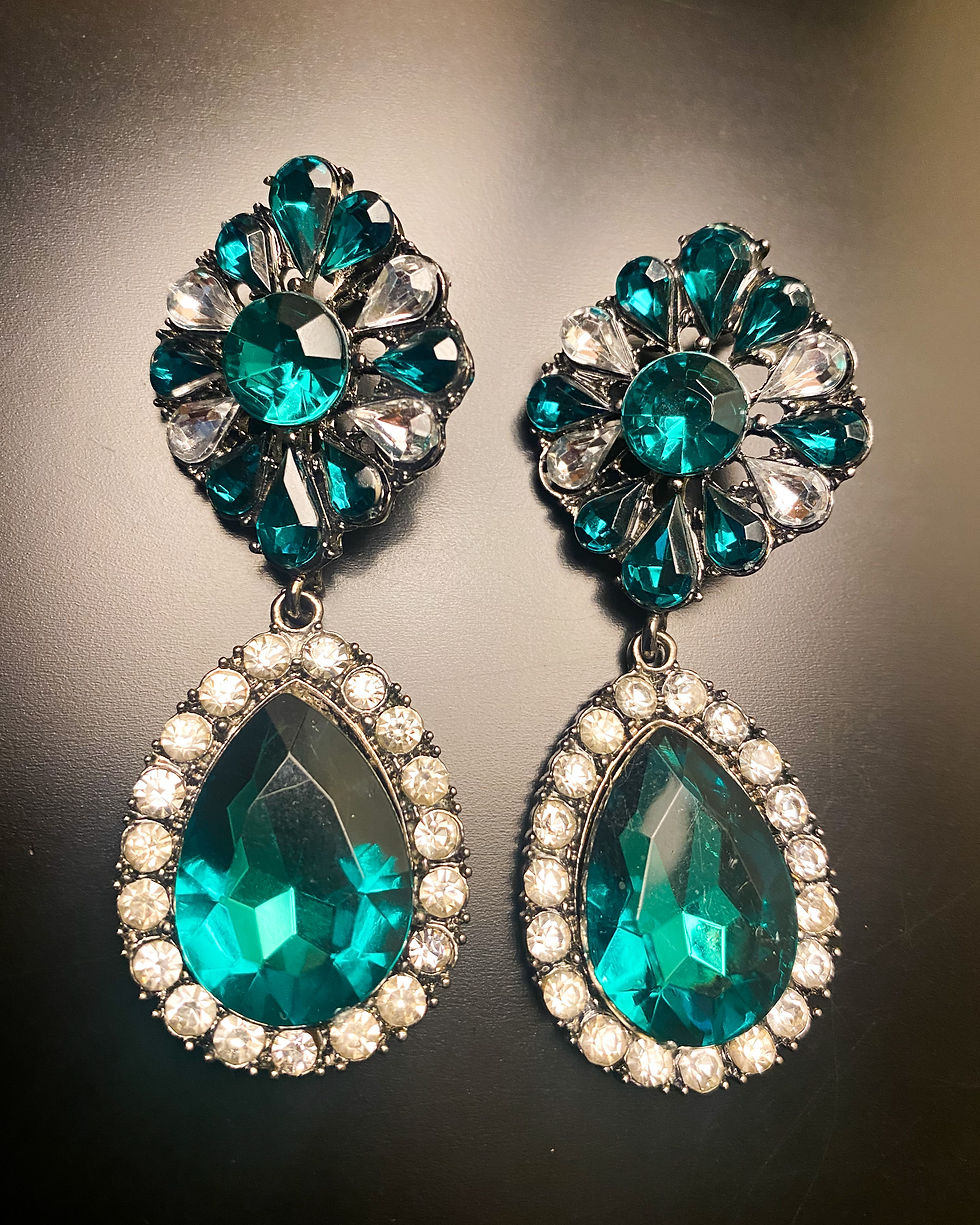 Thumbnail: 2010s Emerald and White Crystal Chandelier Statement Earrings