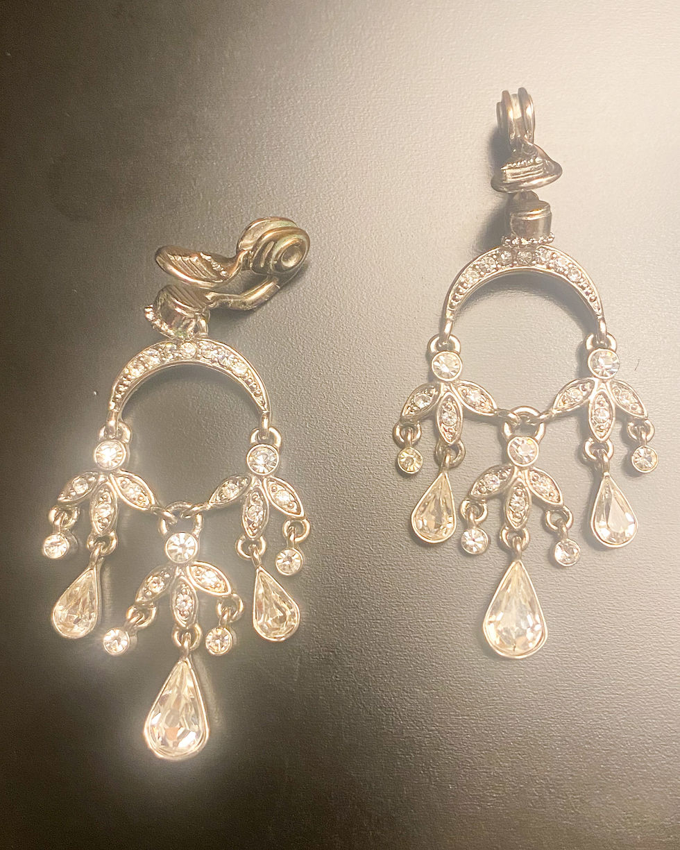Thumbnail: 1980s MONET Vintage Art Deco Chandelier Earrings
