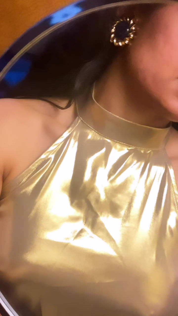 Thumbnail: 1980s Retro Navy Blue and Gold Rim Large Clip On