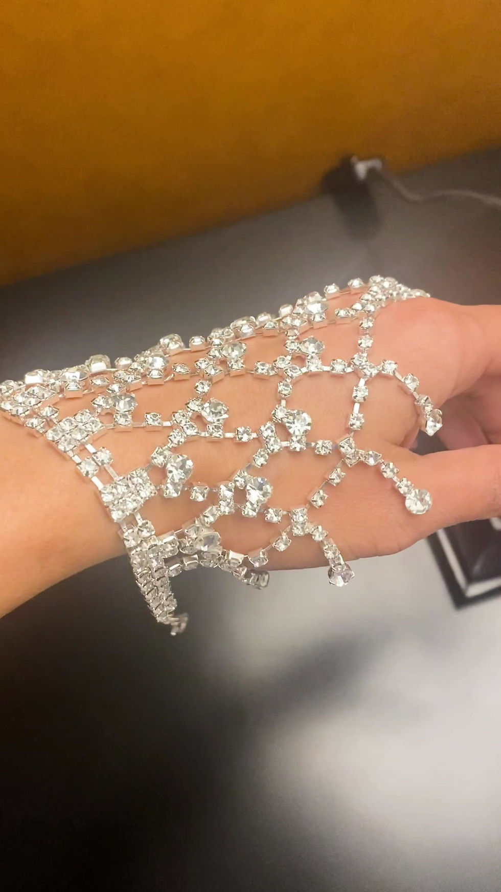 Thumbnail: 1970s Rhinestone Jewelled Hand Mesh
