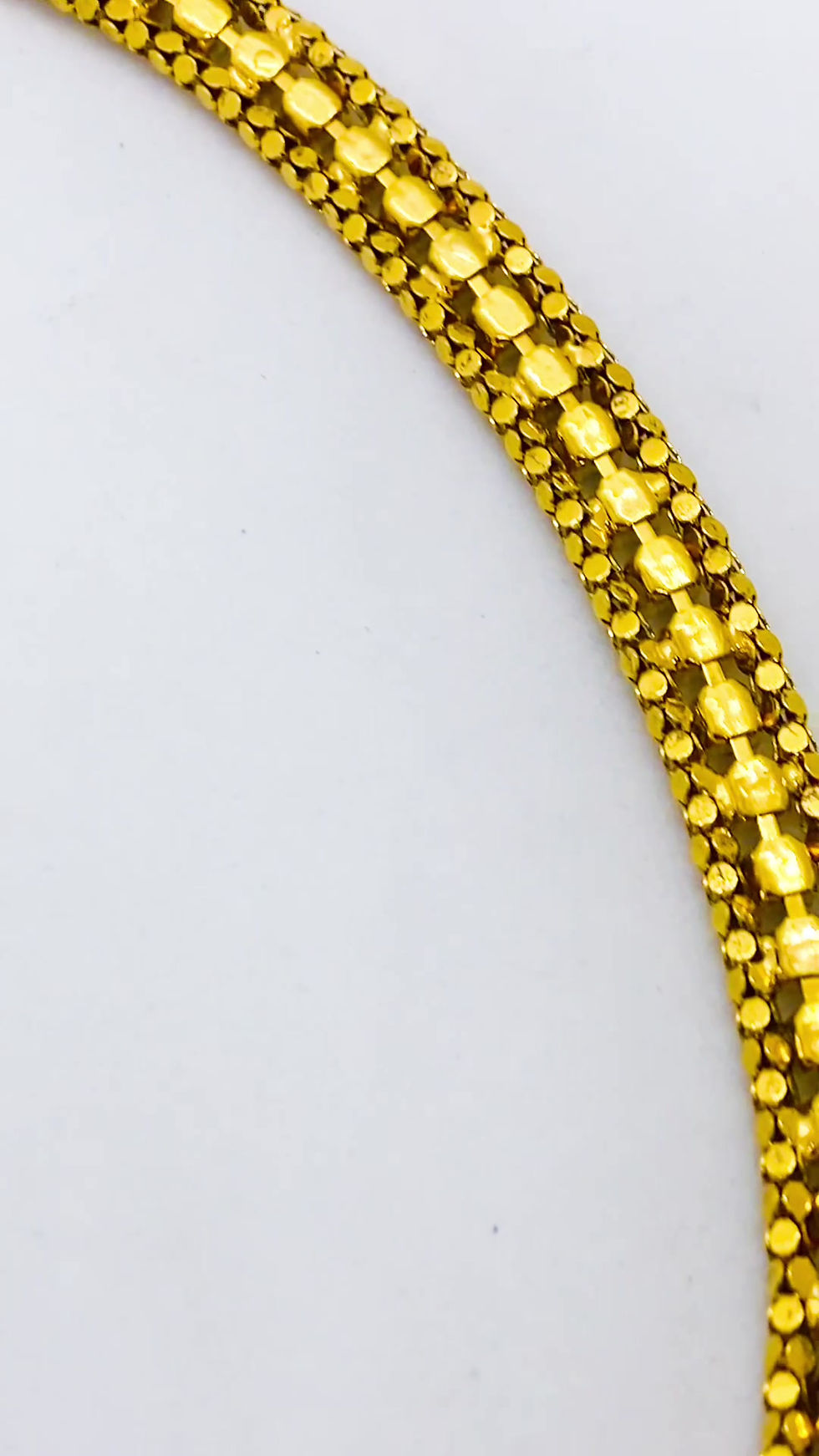 Thumbnail: 1980s Triple Gold-Plated Gilt Metal & Black Cabochon Collar Necklace