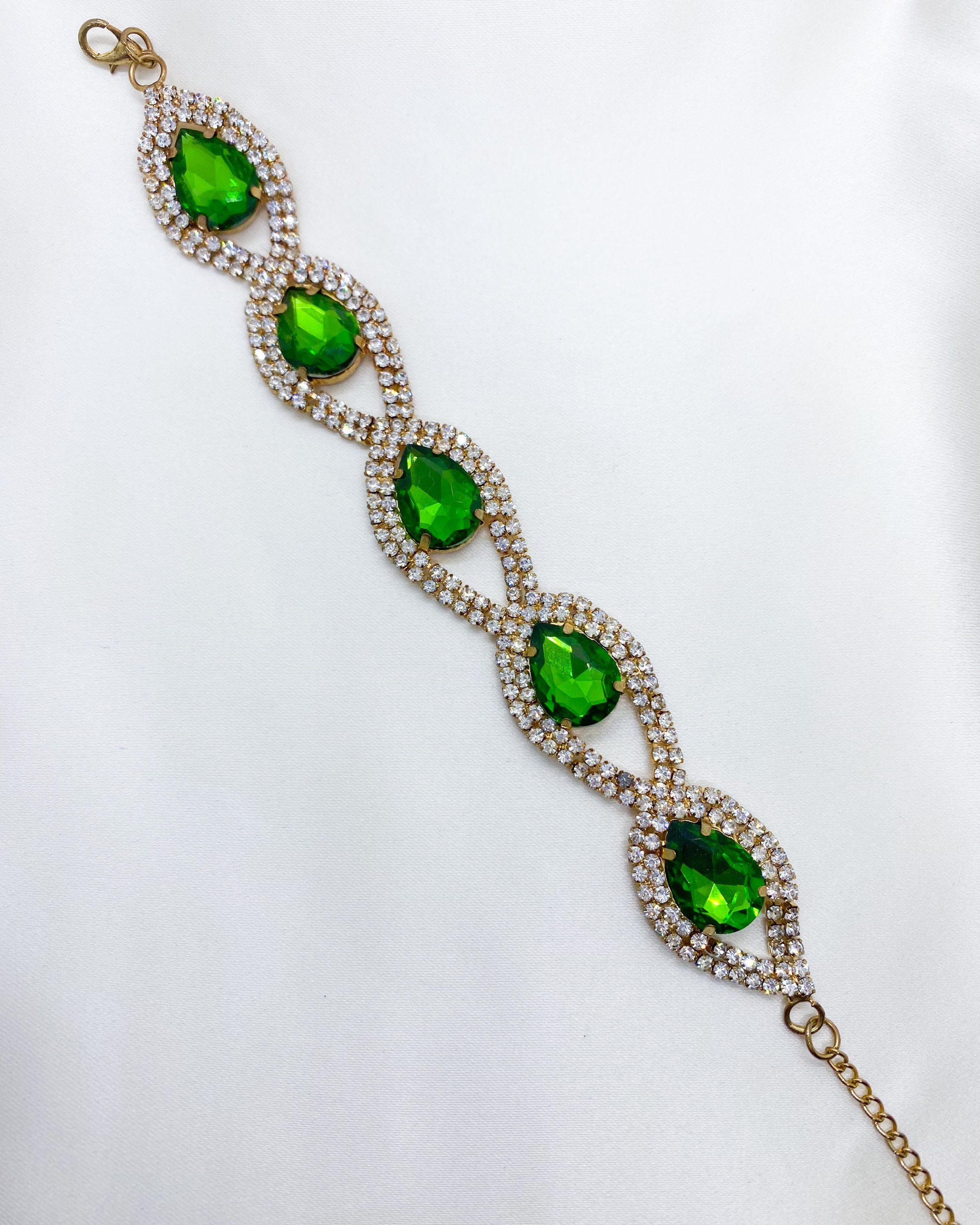 1950s Green Swarovski crystals & Paste Bracelet