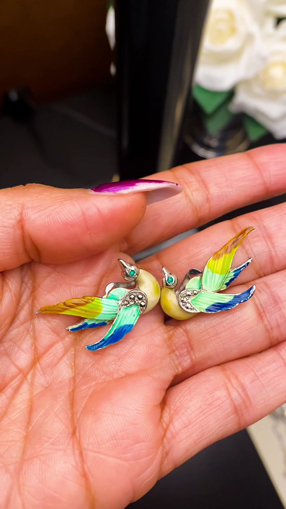 Thumbnail: 1950s Vintage Multicoloured Marcasite Bird of Paradise Clip On