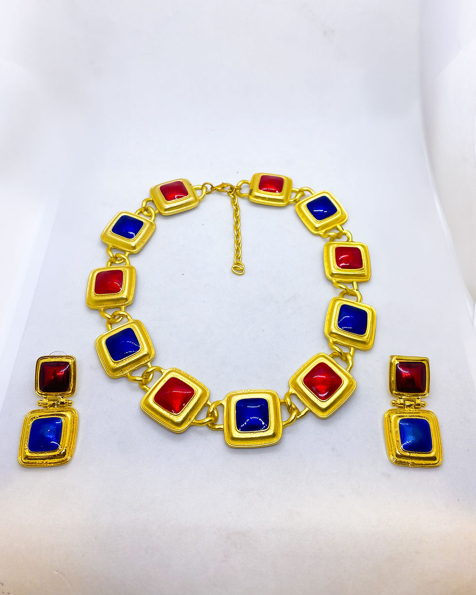 Thumbnail: Legacy Collection | French Designer Mughal-Inspired Multicolour Necklace Set