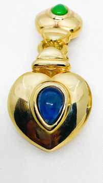 Thumbnail: Mid Century Gripoix Gold Heart Clip Ons