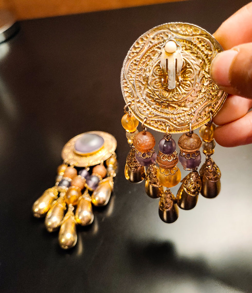 Thumbnail: 1970s Vintage Italian Chandelier Statement Clip On Earrings
