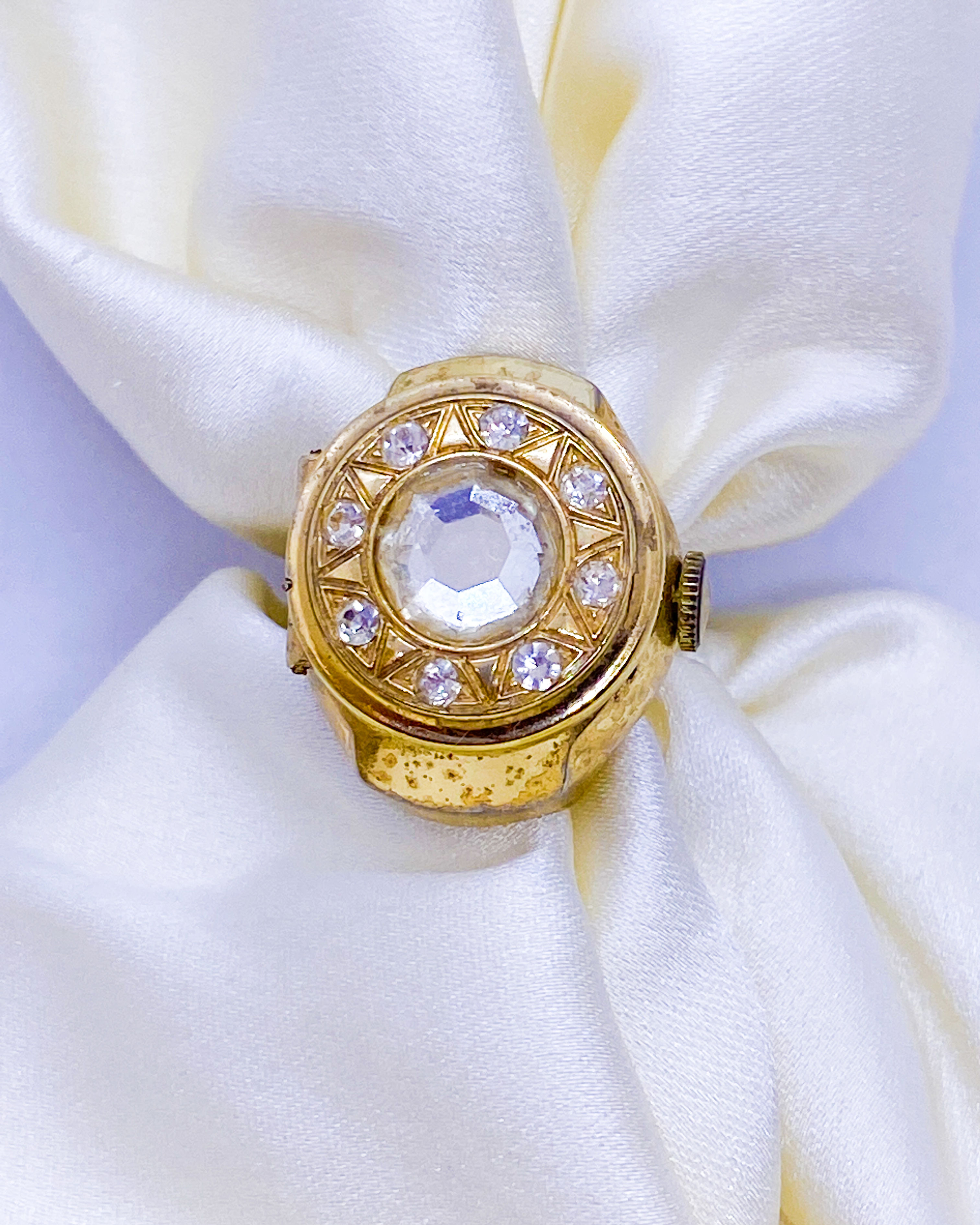 The 1950s 24 ct gold plated Parisian Secret Watch Ring
