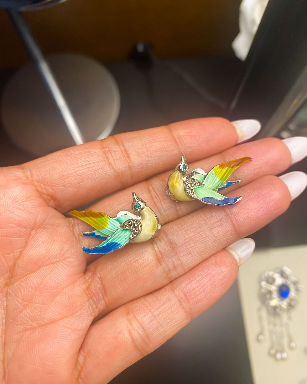 Thumbnail: 1950s Vintage Multicoloured Marcasite Bird of Paradise Clip On