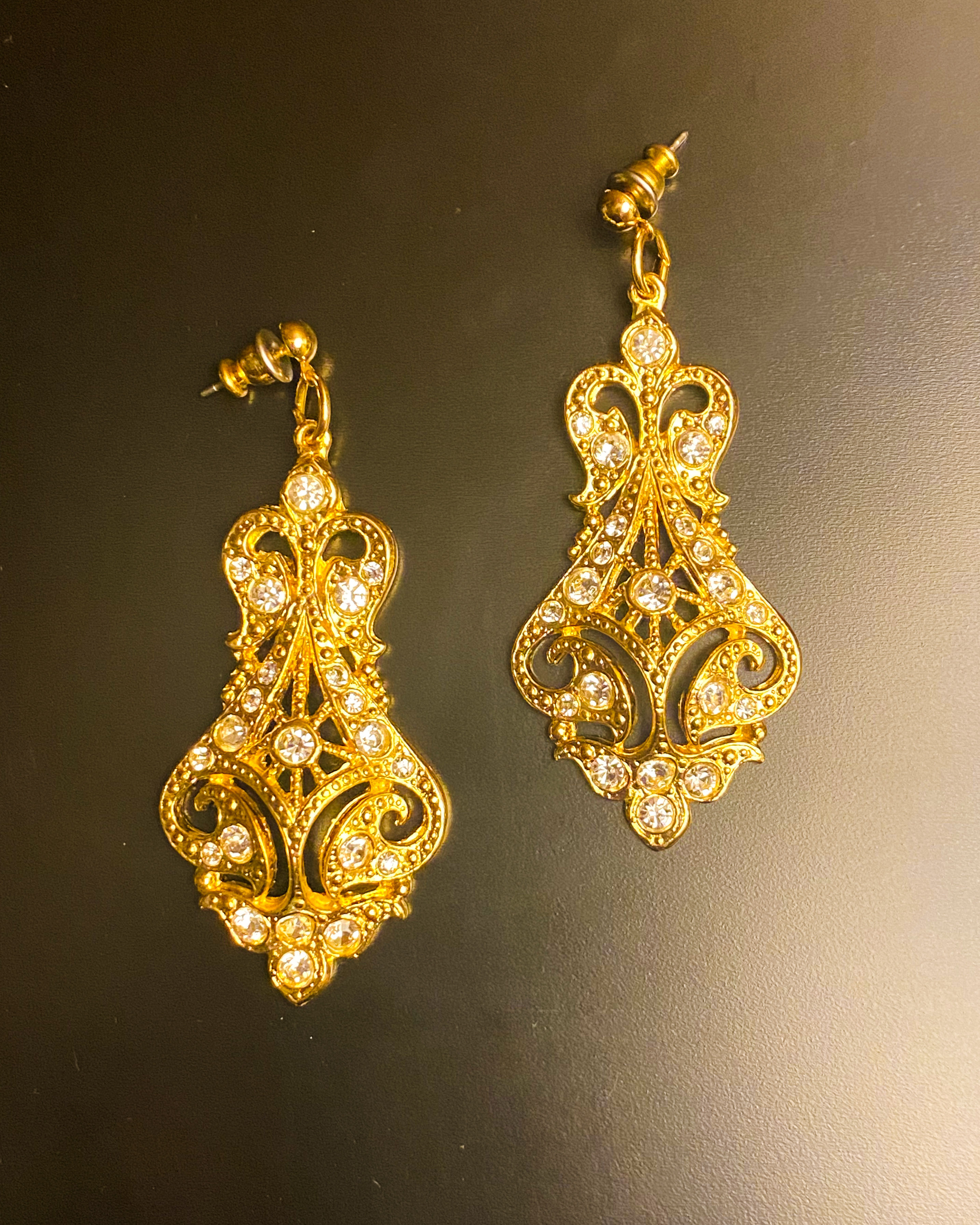 1980s FRANK USHER Renaissance Revival Baroque Dangling Earrings