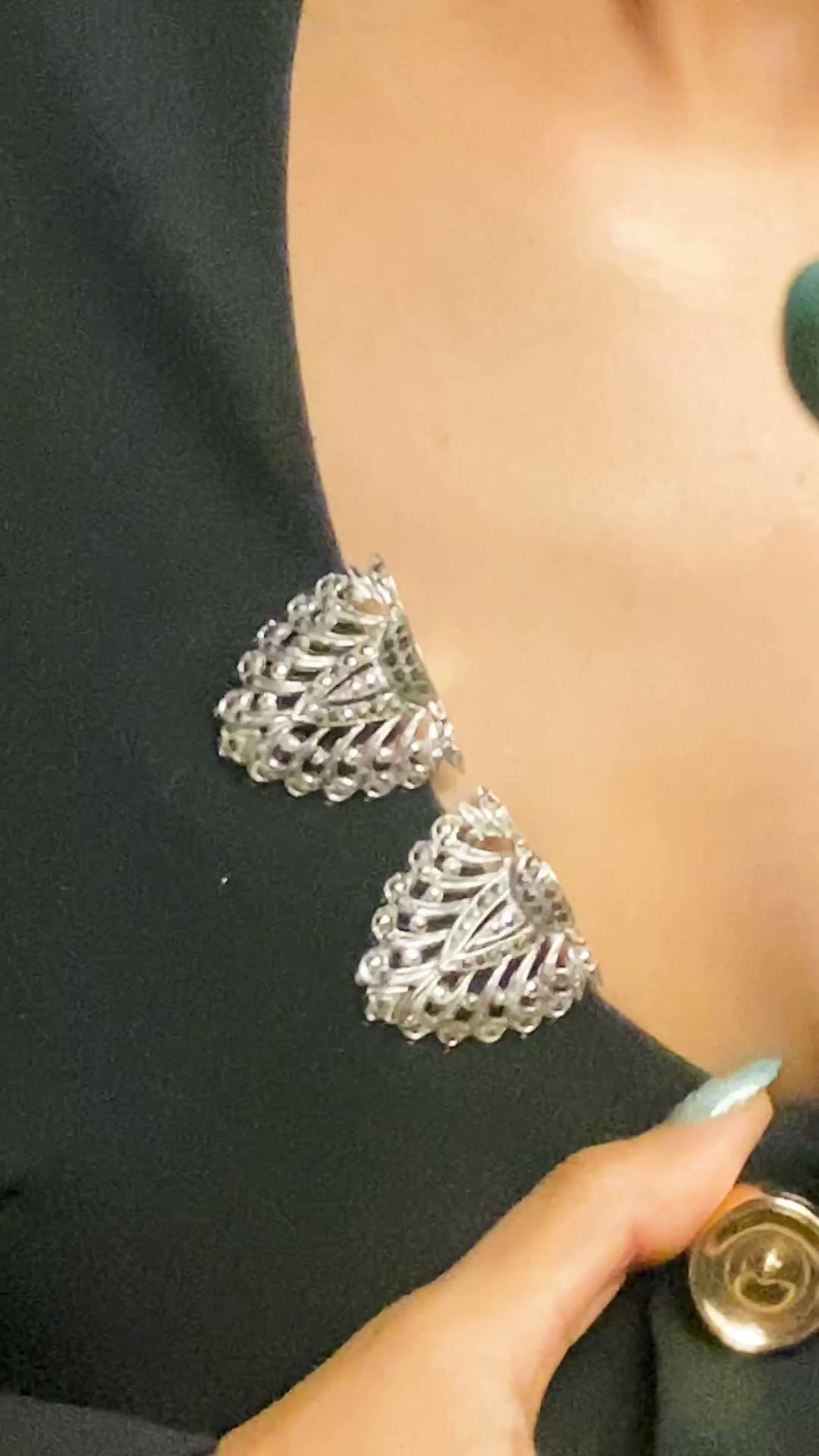 Thumbnail: 1920s Double-Pin Silver & Marcasite Ornate Brooch