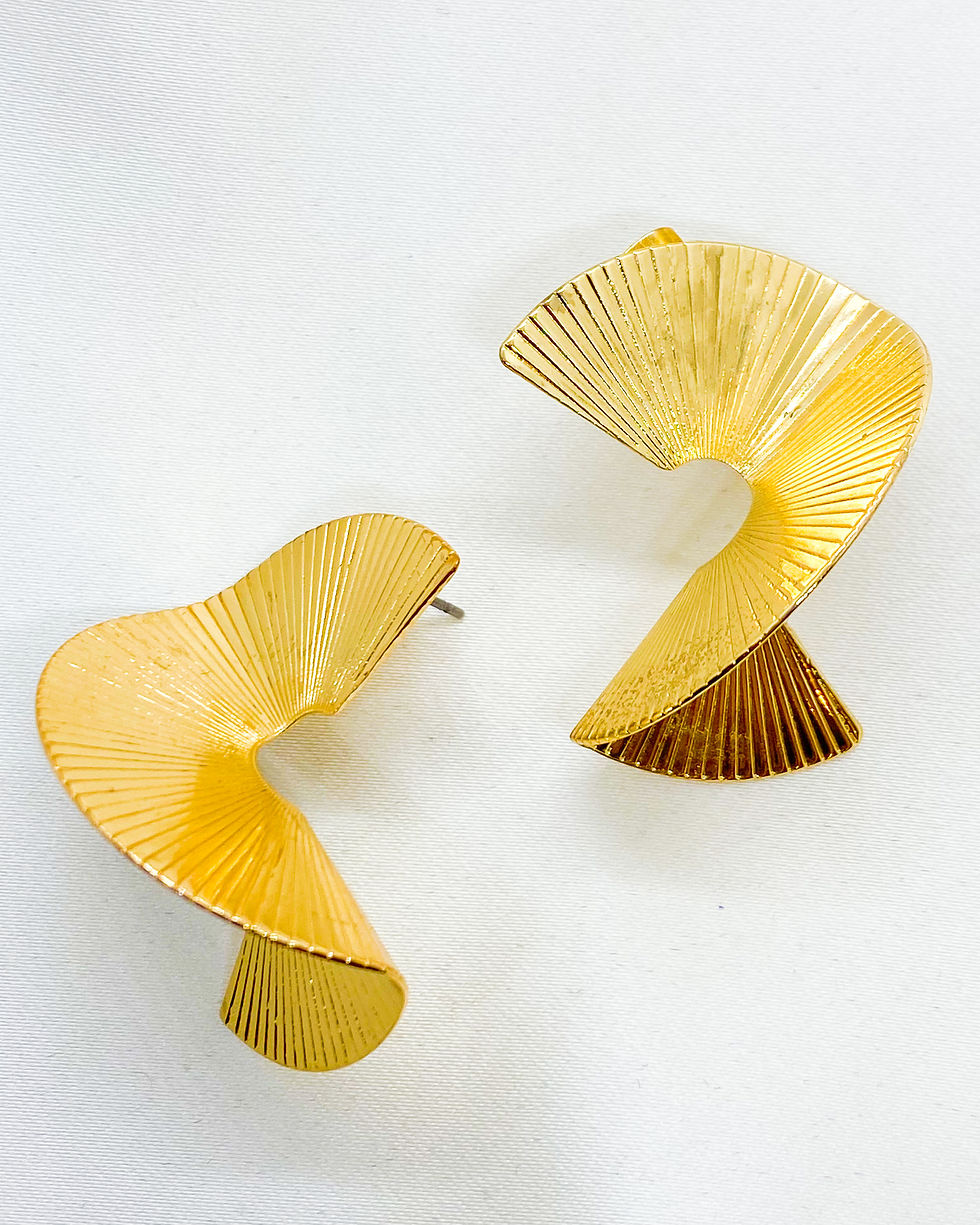 Thumbnail: Gold Plated Abstract Art Swirl Earring (Pierced)
