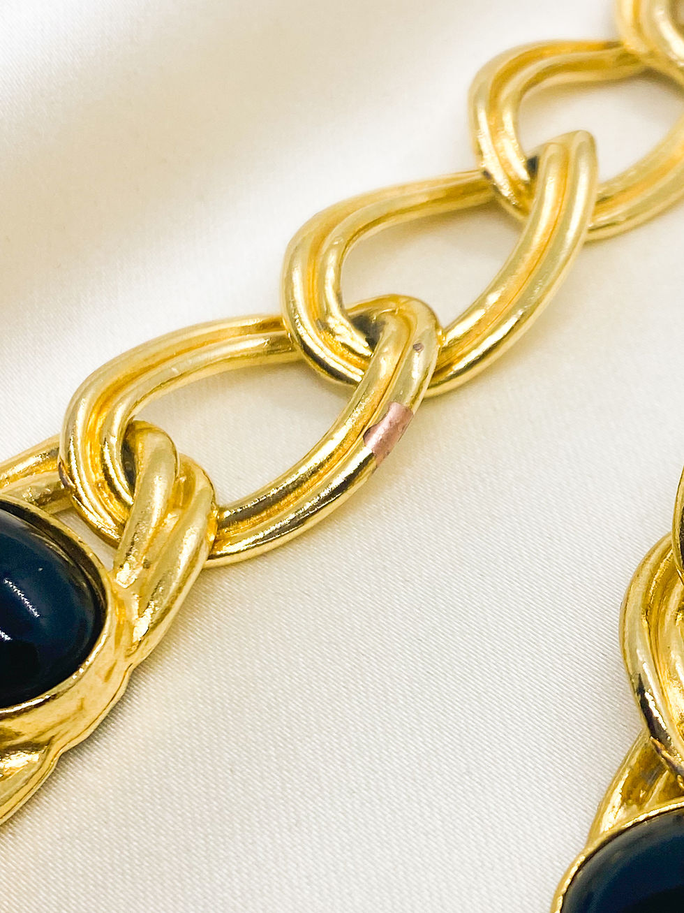 Thumbnail: 1980s Gold Cabochon Chain Belt/Necklace