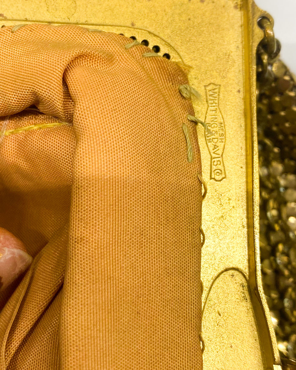 Thumbnail: 1950s Whiting & Davis Bronze Gold Glomesh Bag With Crystal Clasp Detailing