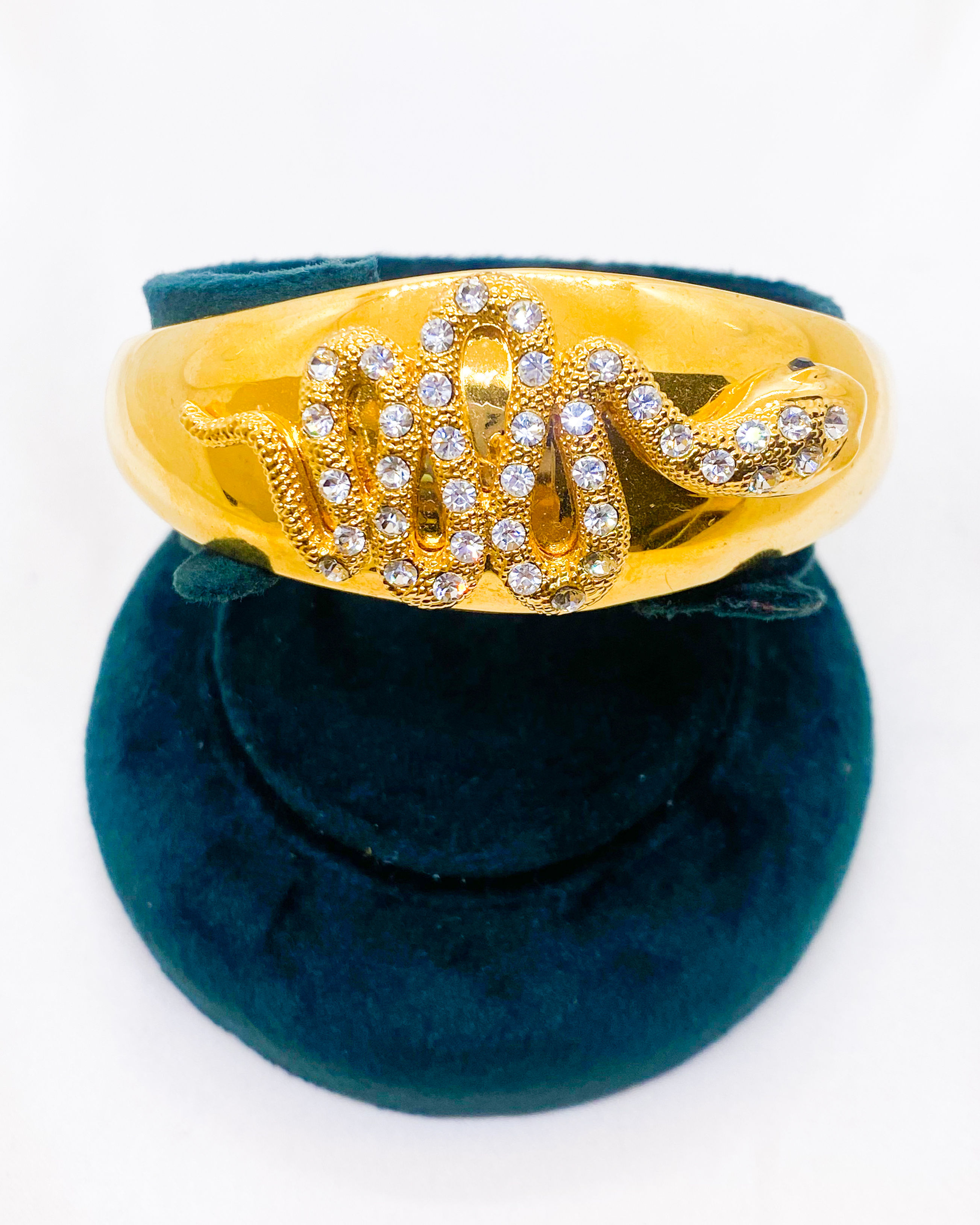 1980s Serpentine Sovereign Crystal Snake Cuff/Bangle