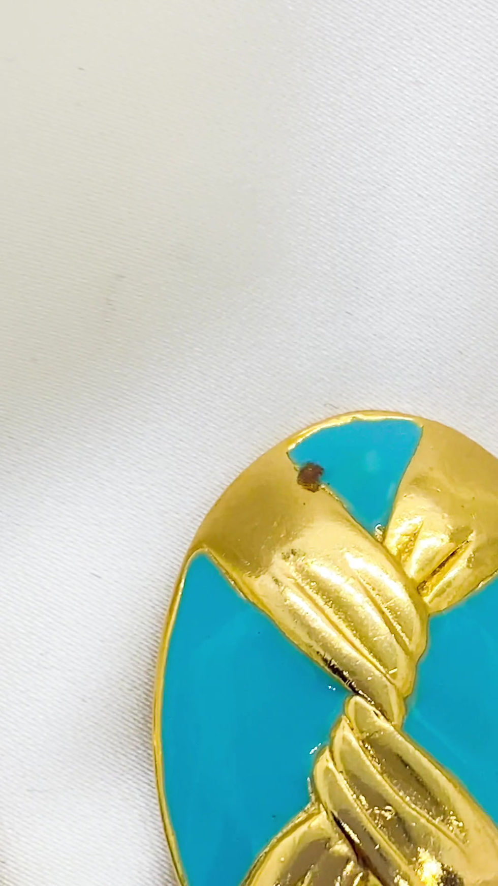 Thumbnail: 1980s FRANK USHER Turquoise Enamelled Ribbon Clip on
