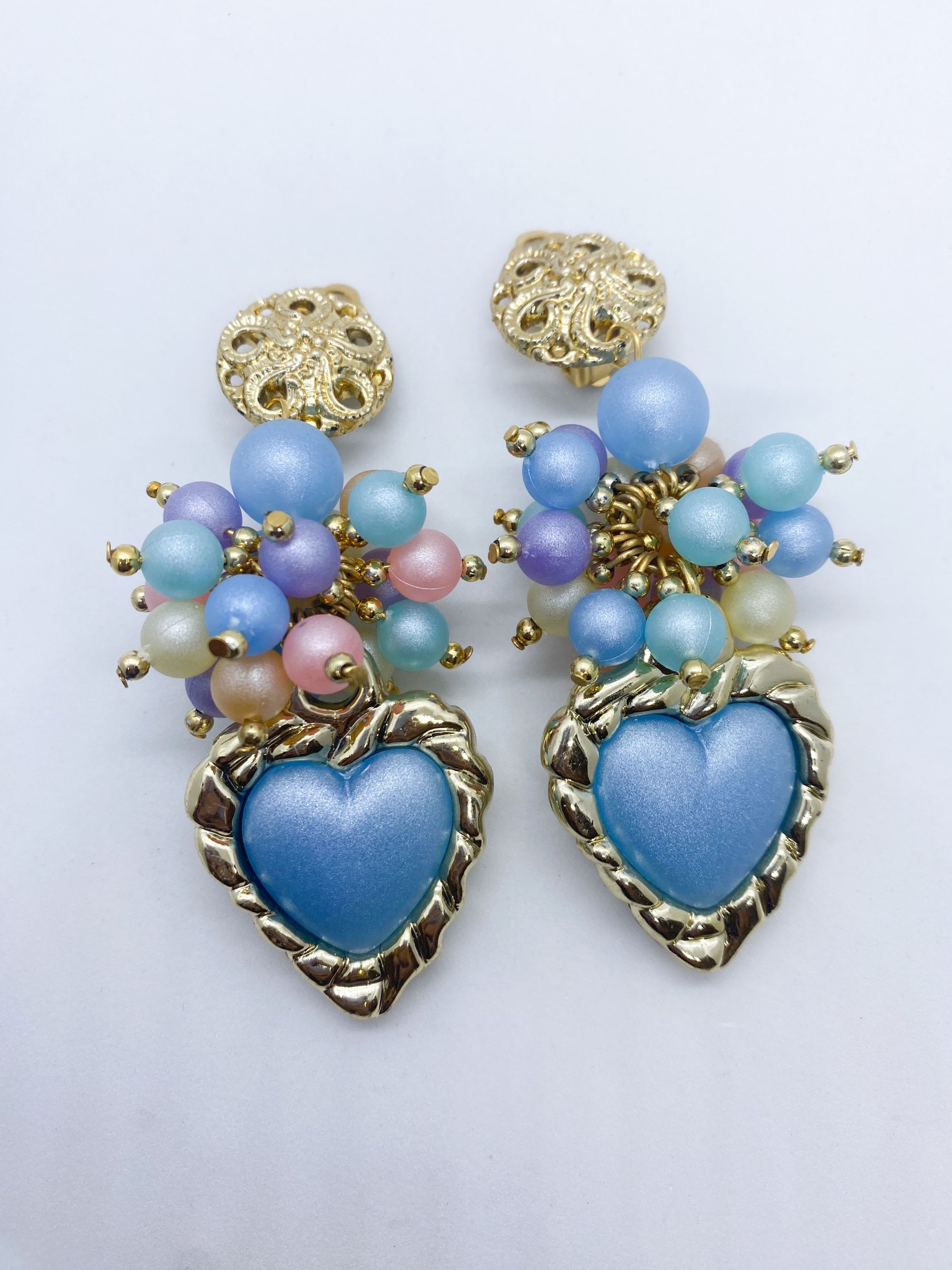 Fiorella - Vintage Pastel Heart Clip ons