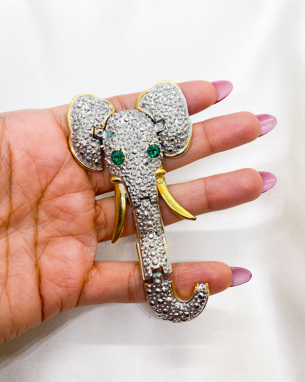 Thumbnail: 1920s Antique Elephant/Tusker Rhodium Brooch