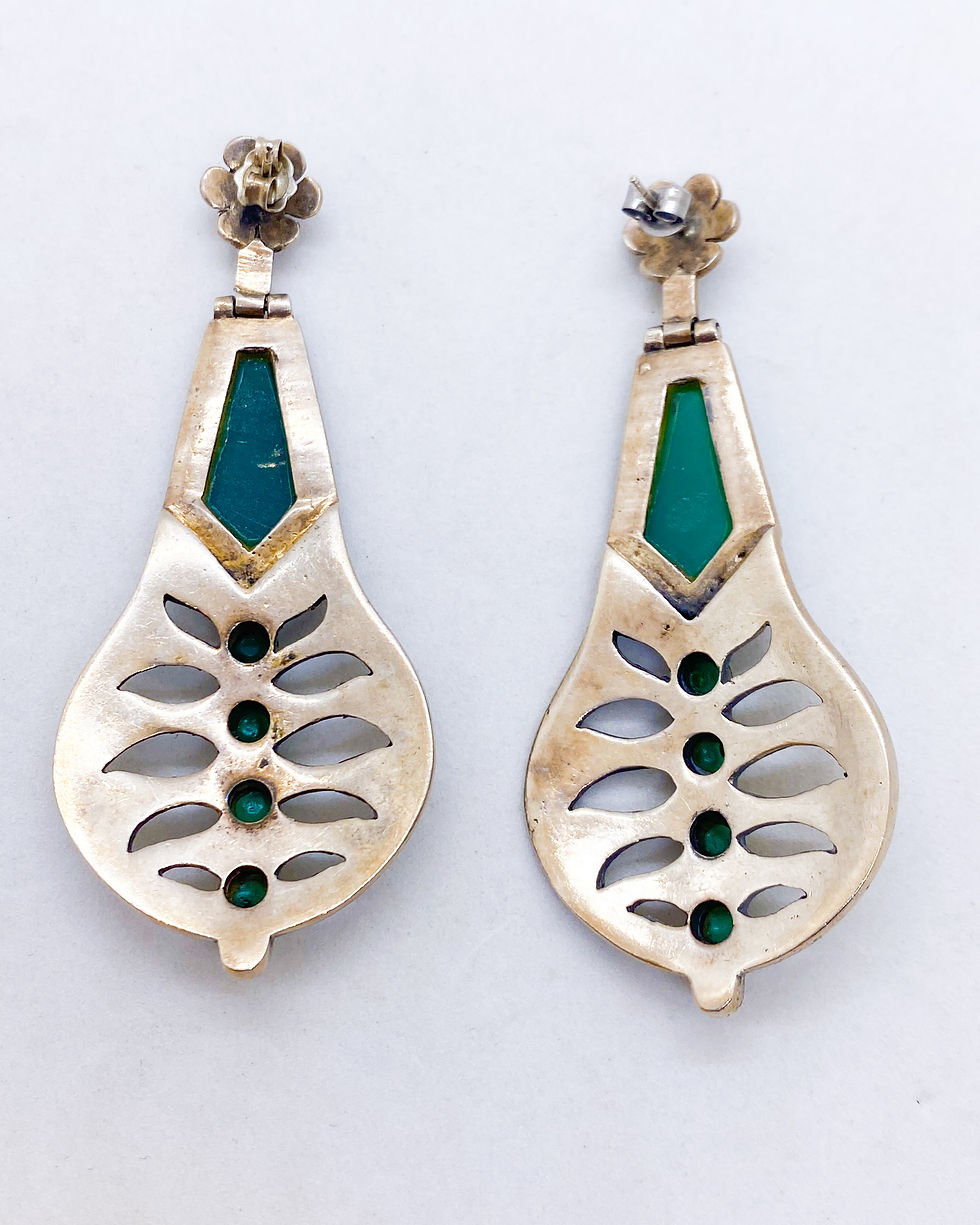 Thumbnail: Legacy Collection | Silver, Marcasite & Green Stone Dangle Earrings