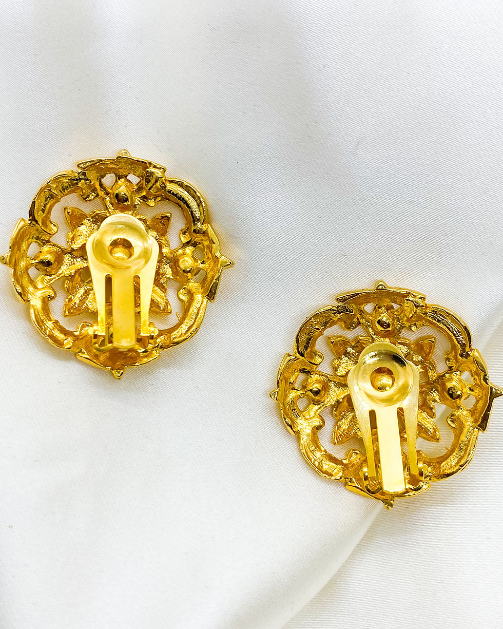 Thumbnail: 1980s Baroque Ruby Gold Ornate Clip On