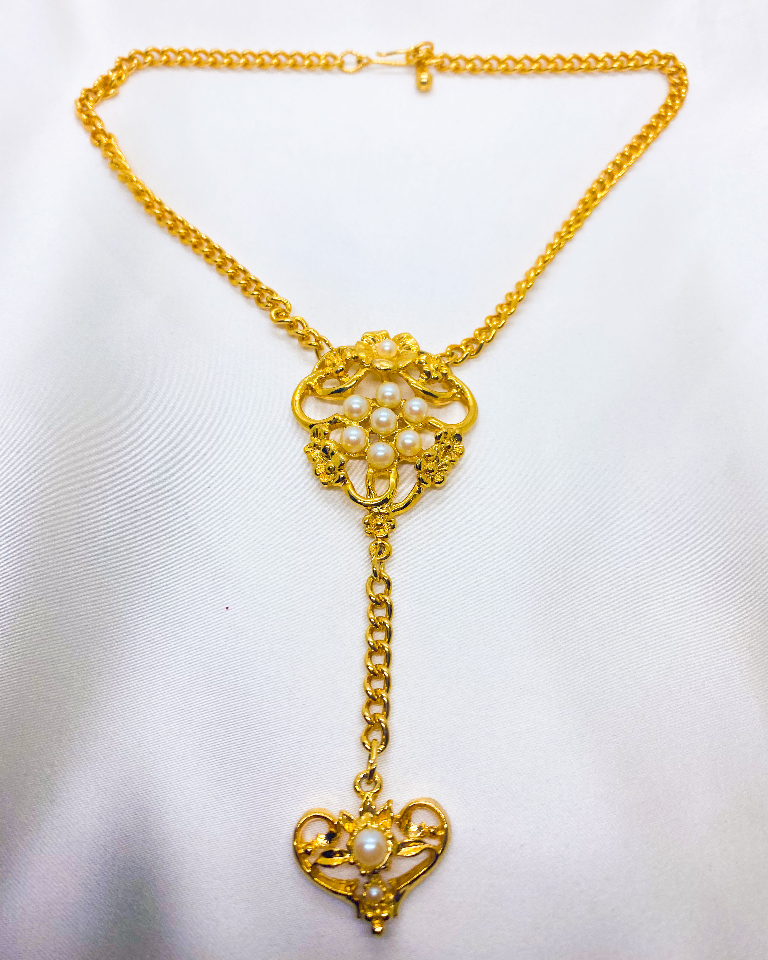 1980s Vintage Victorian Romantic Poet Lariat Necklace