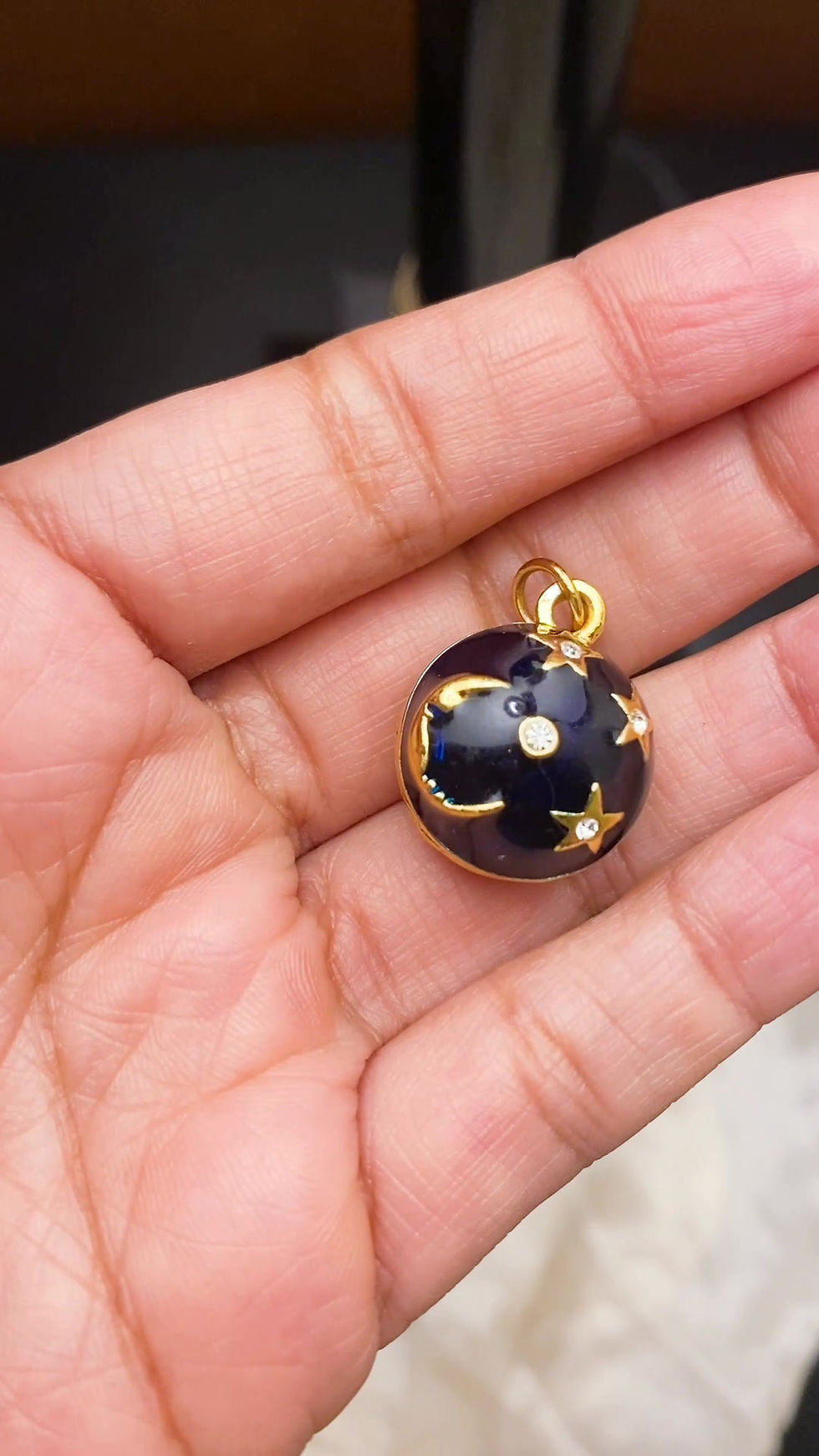 Thumbnail: 1980s Midnight Galaxy Enamel Bangle & Pendant Set