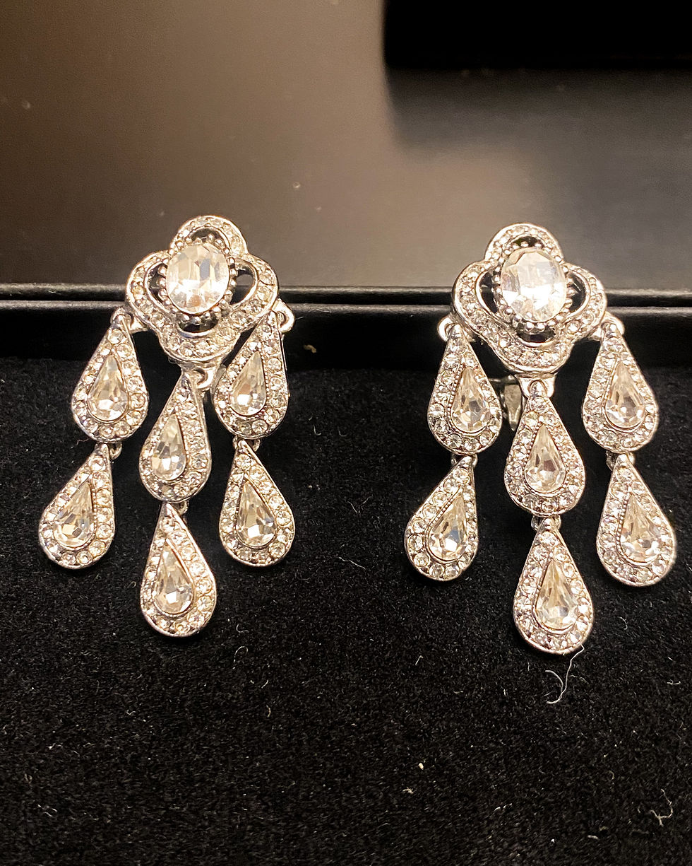 Thumbnail: 1980s Attwood & Sawyer Teardrop Chandelier Earrings