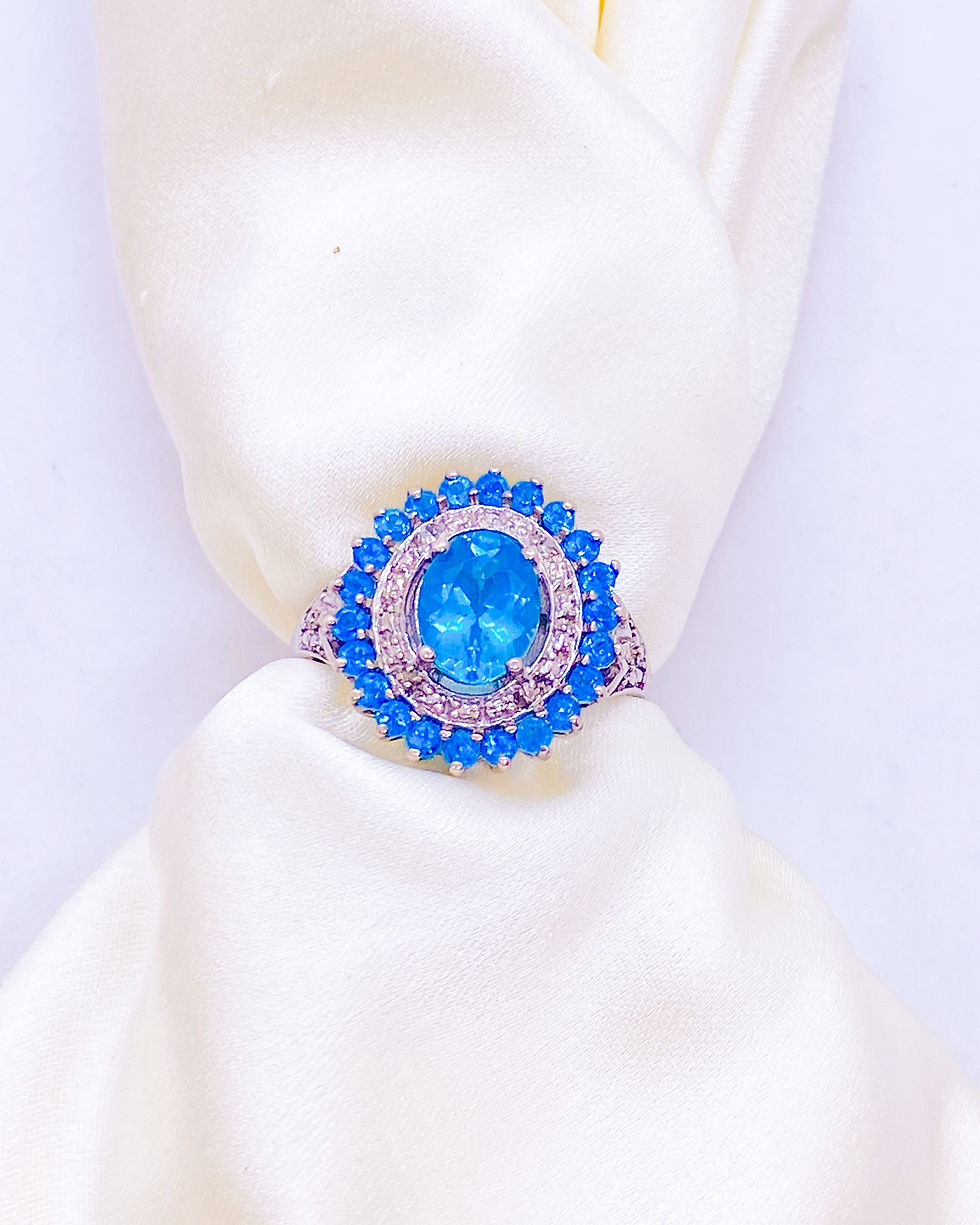 Thumbnail: The 1950s St. Tropez Duchess Silver & Blue Topaz Ring