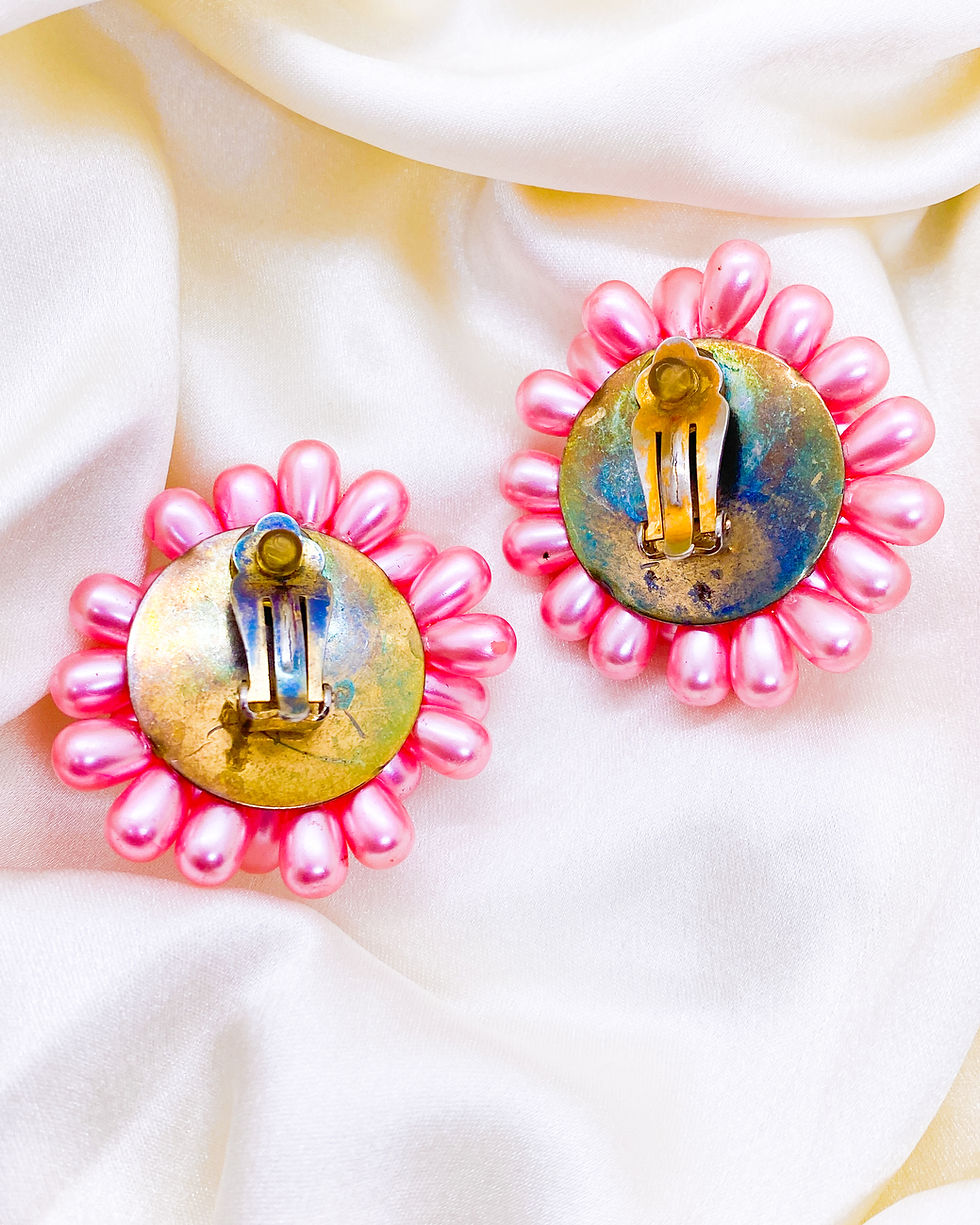 Thumbnail: The 1940s Pink Champagne Cluster Earrings