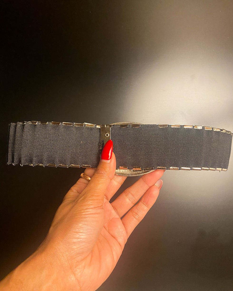 Thumbnail: 1970s Silver Toned Baroque Design Belt With Big Buckle