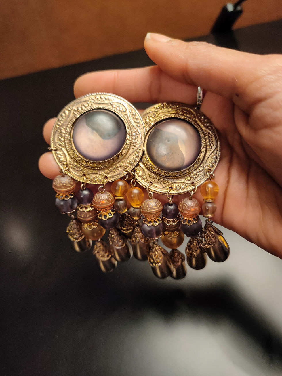 Thumbnail: 1970s Vintage Italian Chandelier Statement Clip On Earrings