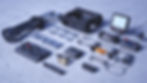 A realistic layout of various crane spare parts placed on a clean industrial background_ed