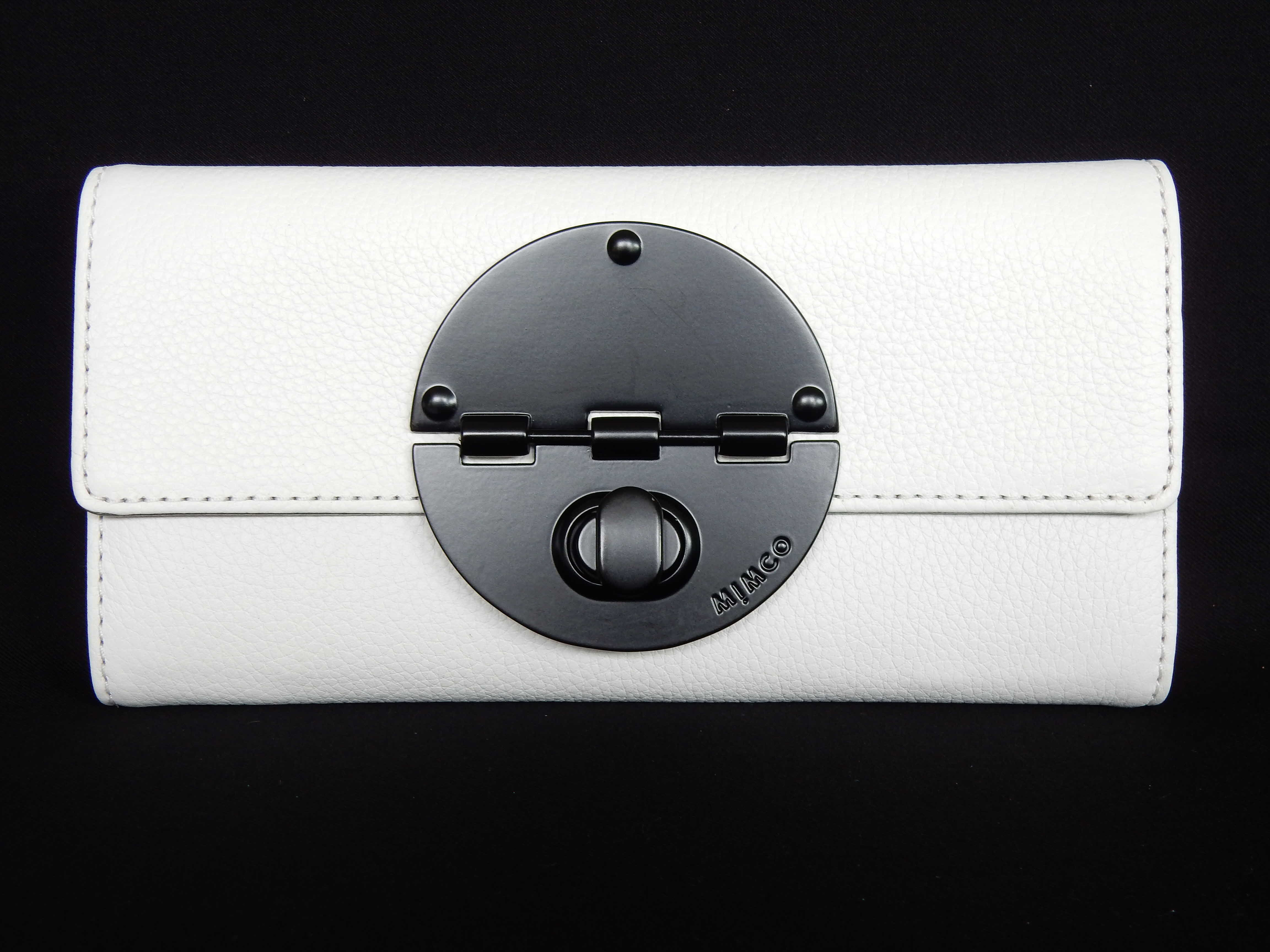 MIMCO LARGE TURNLOCK LEATHER WALLET - WHITE