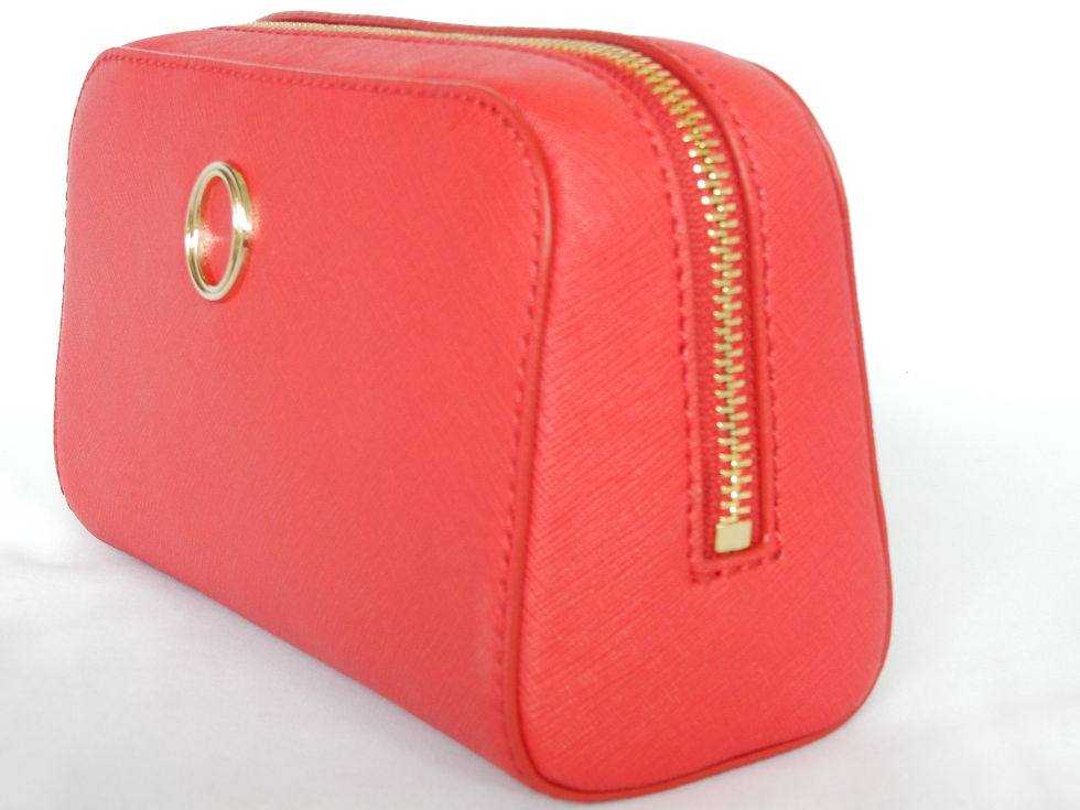 Thumbnail: OROTON METIER EMBOSSED LEATHER BEAUTY CASE  ~ RED