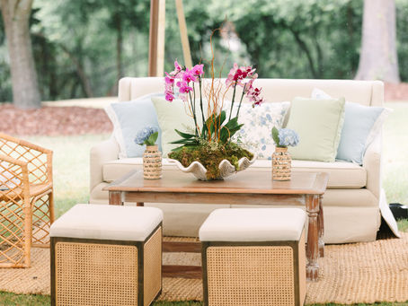 lounge furniture set up at wedding