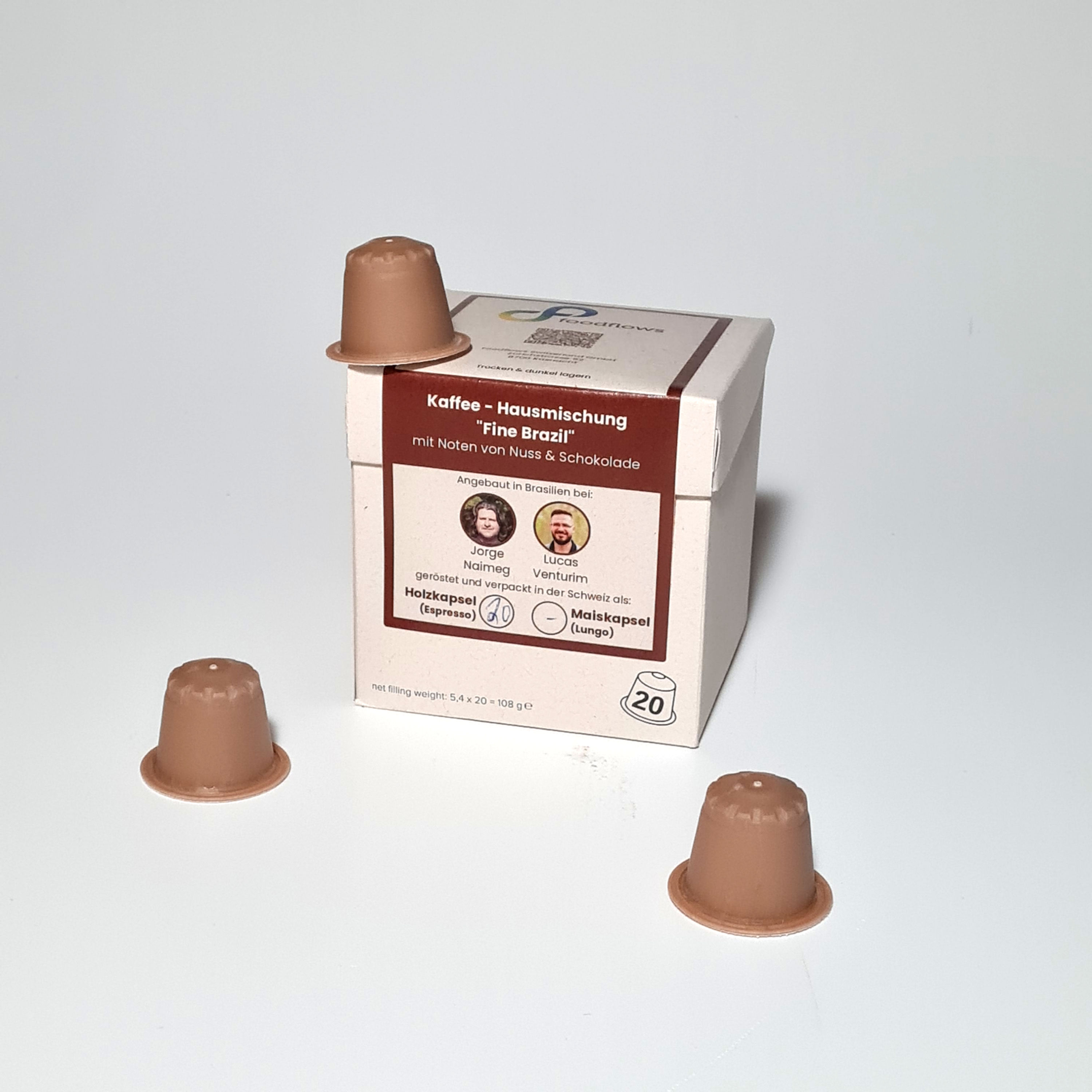 Foodflows compostable coffee capsules: House Blend Fine Brazil