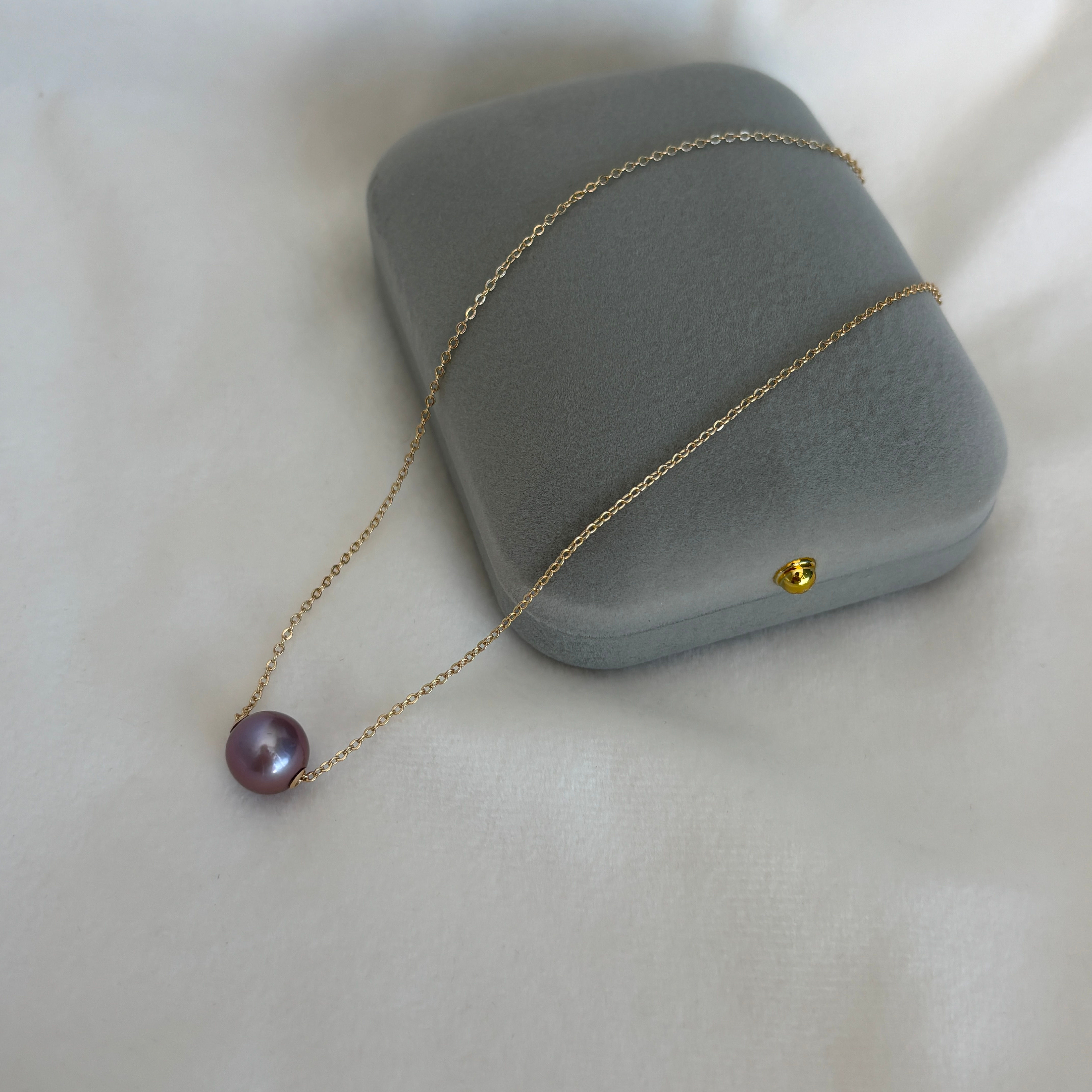 Purple Round pearl Pendant Necklace